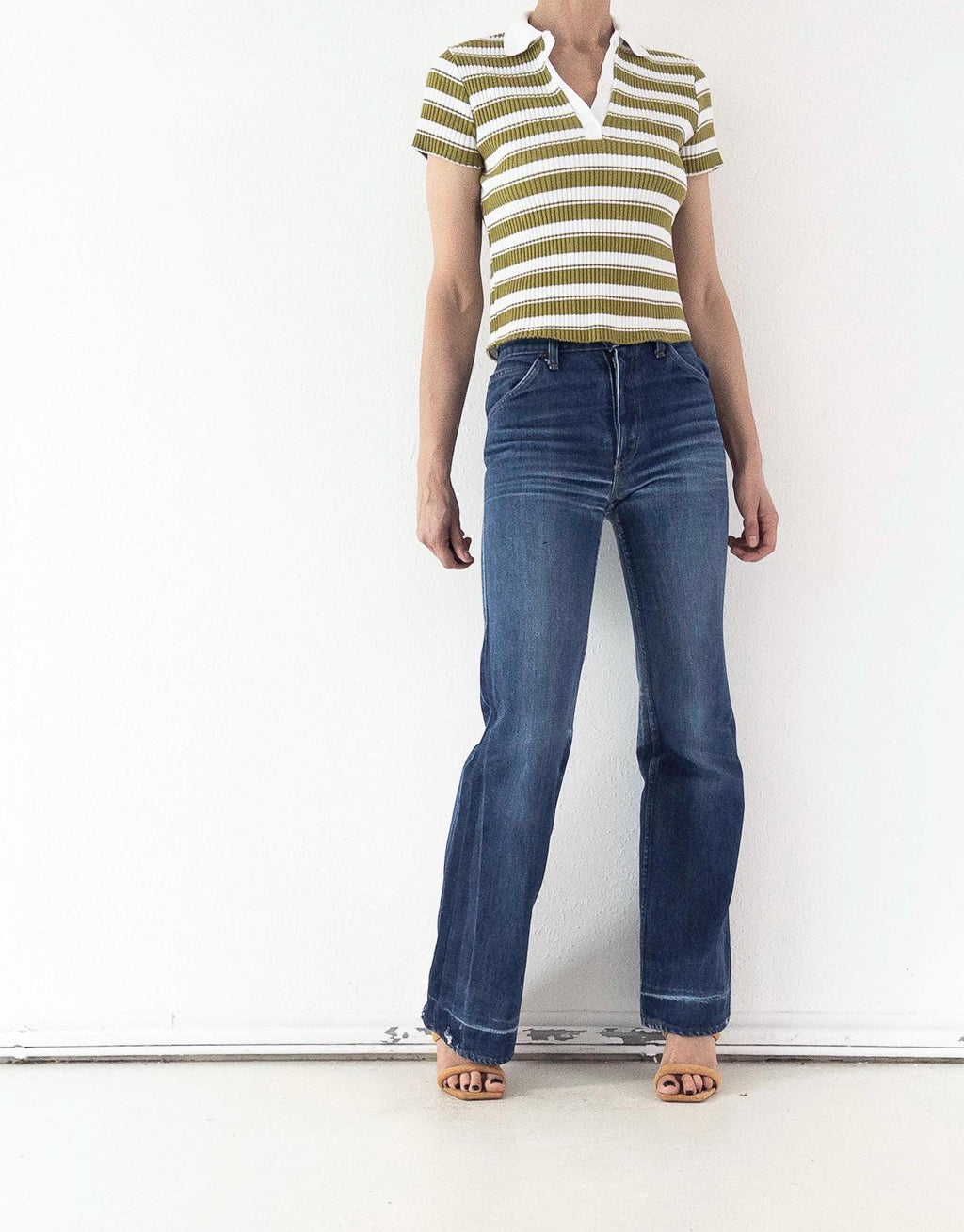 Levis Jeans Vintage 1978 622 Bell Bottoms Orange Tab Extra Wide Flare Denim W25 L35 Faded Dark Wash Distressed