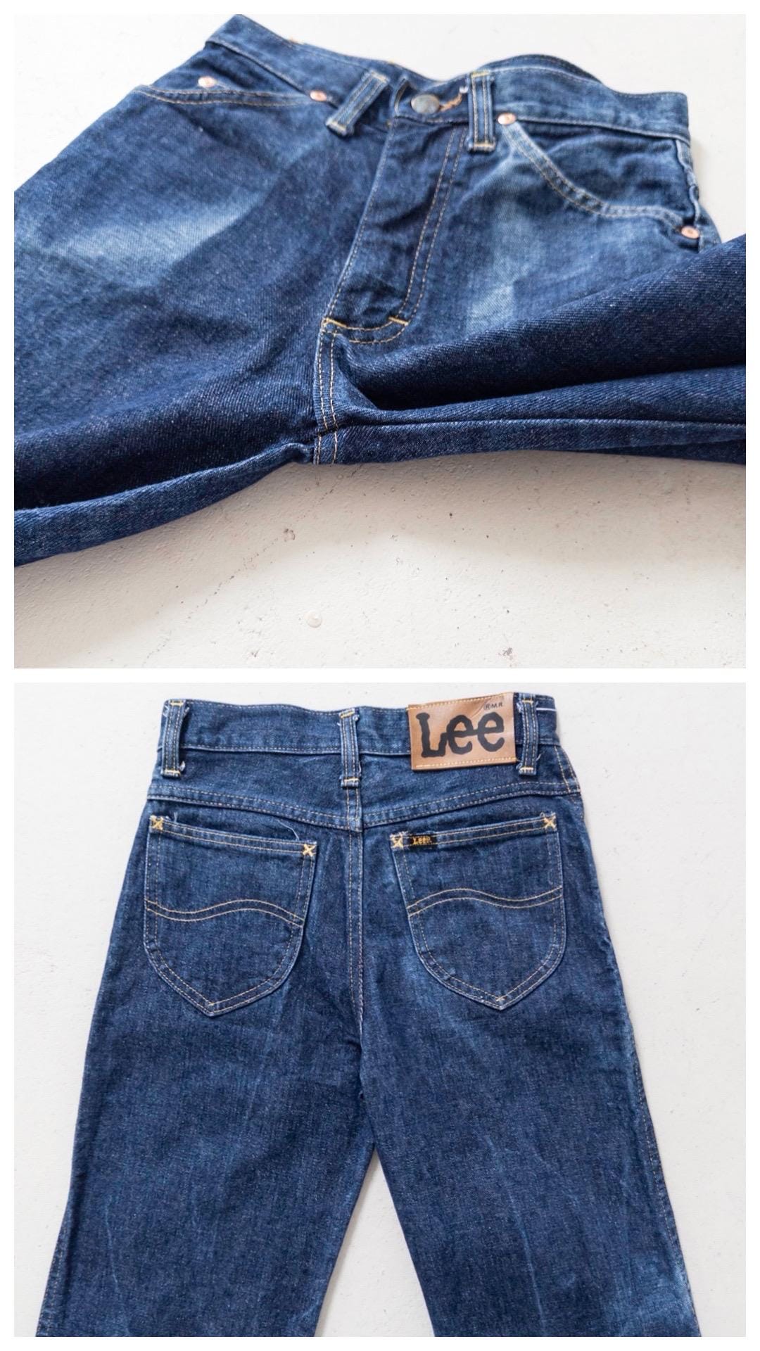 Nahaufnahme Lee Vintage Denim Bund mit Leder-Patch & Taschen-Details hinten