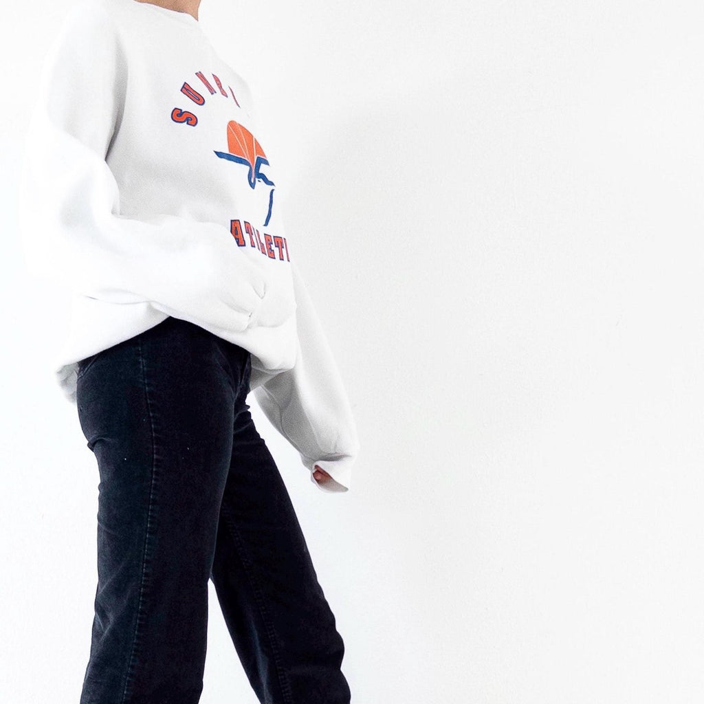 Hanes Sweatshirt 80s 90s Vintage Sunbird Athletics XL Made in USA Sweater Off White Crewneck Campus Sportswear