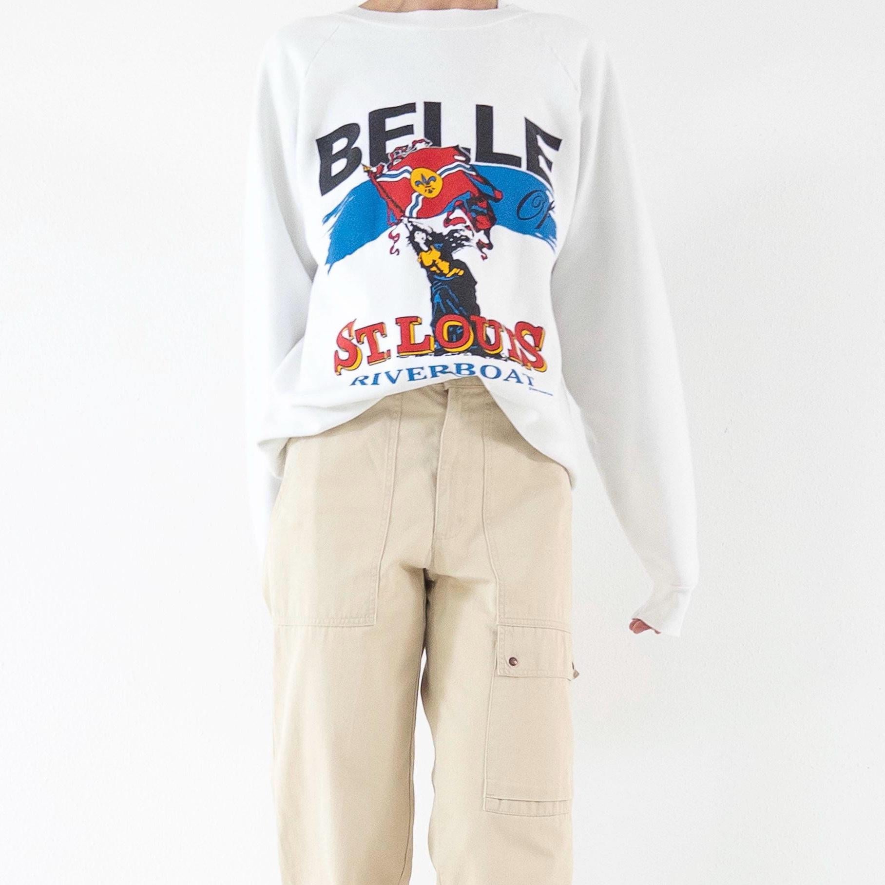 Fruit of the Loom Sweatshirt 90s Vintage L Made in USA Weißer Graphic Crewneck Sweater