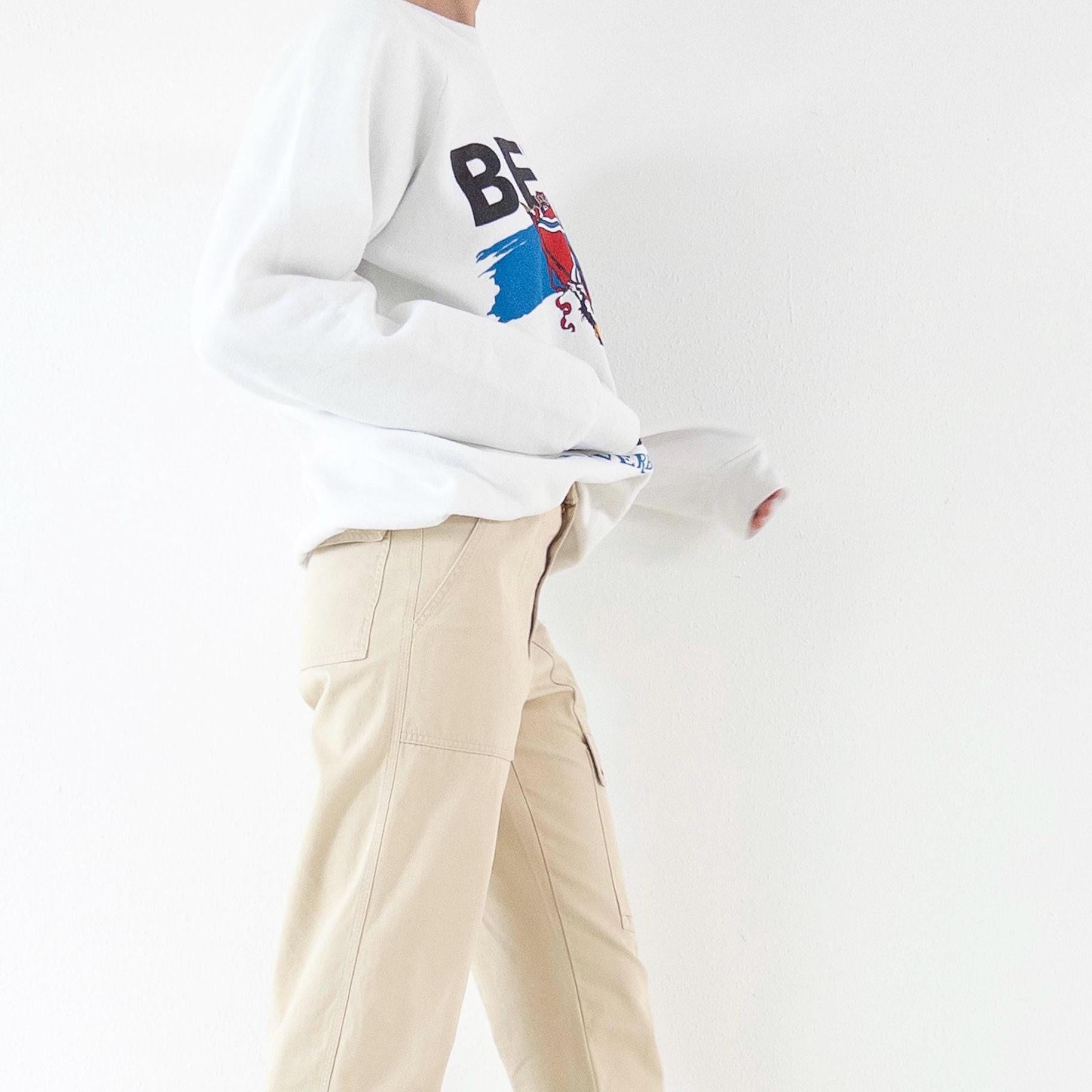 Fruit of the Loom Sweatshirt 90s Vintage L Made in USA Weißer Graphic Crewneck Sweater