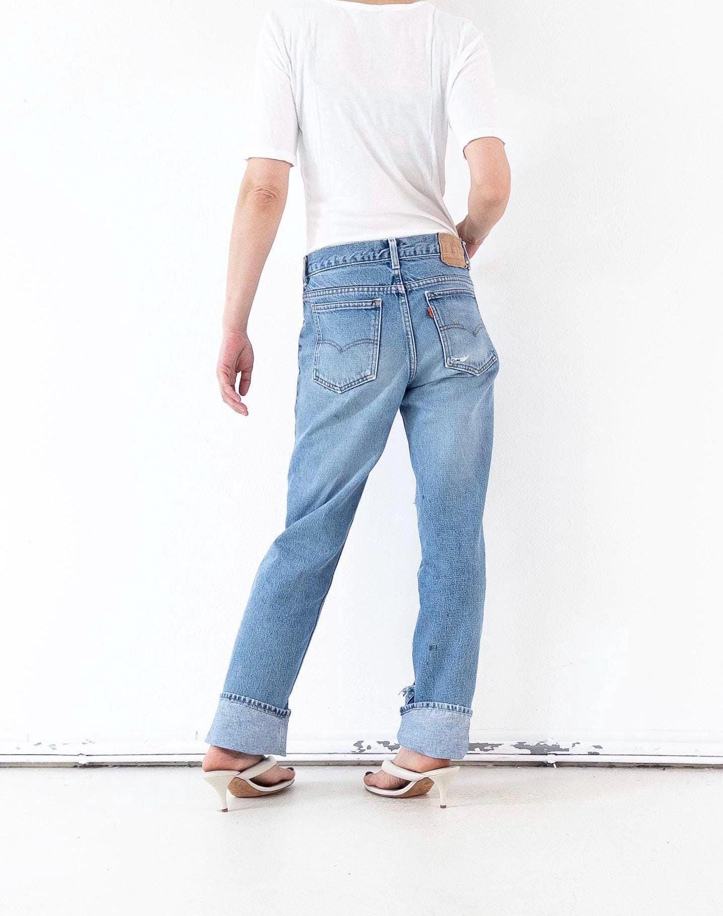Vintage Levis Orange Tab Dad Jeans W29 W30 - 80s Made in Belgium Distressed Light Blue