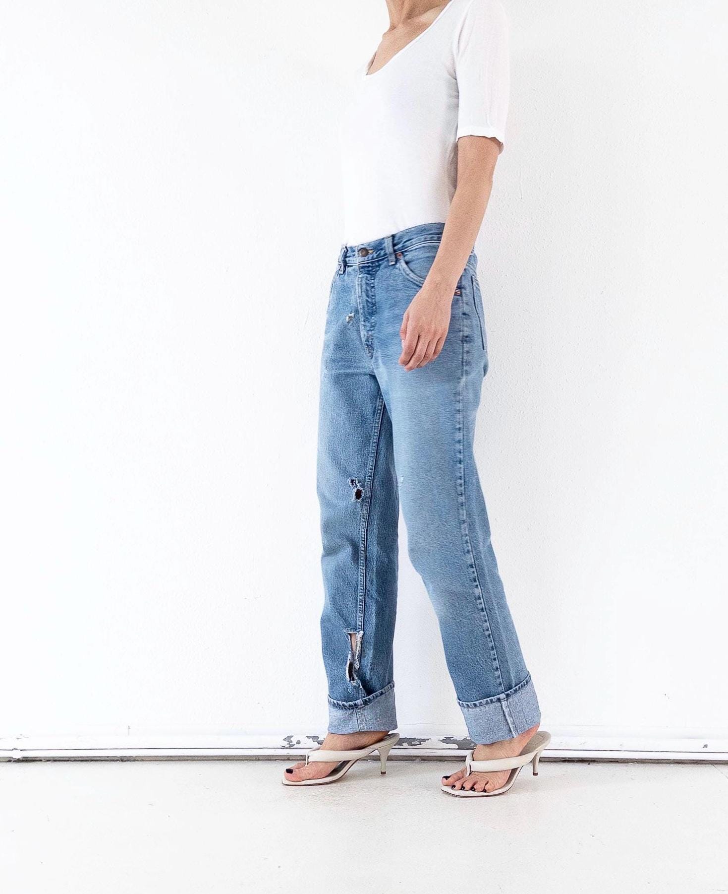 Vintage Levis Orange Tab Dad Jeans W29 W30 - 80s Made in Belgium Distressed Light Blue