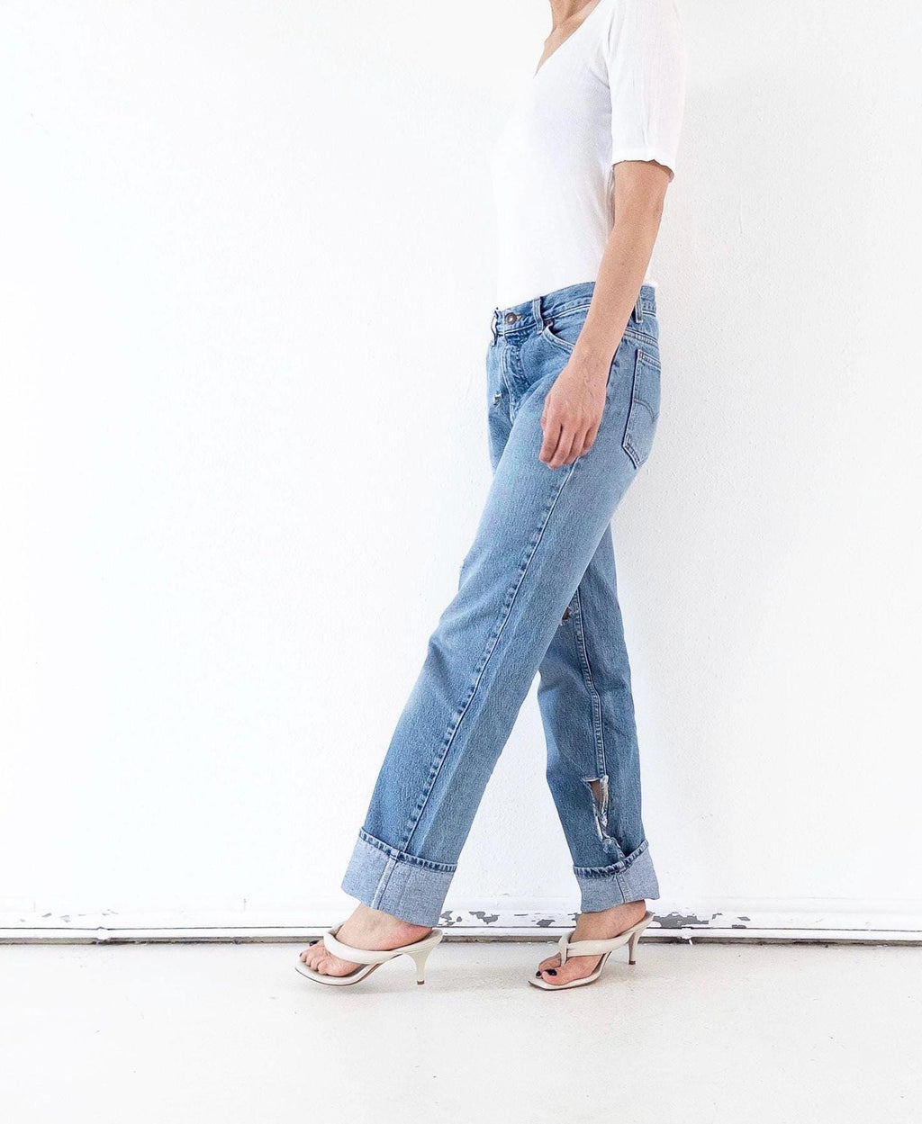 Vintage Levis Orange Tab Dad Jeans W29 W30 - 80s Made in Belgium Distressed Light Blue