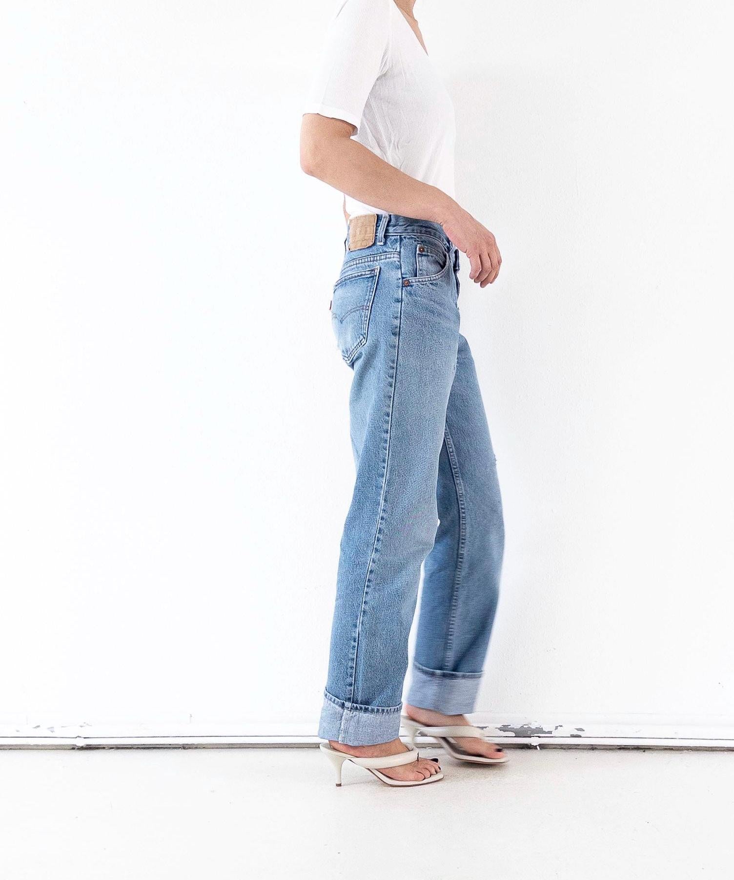Vintage Levis Orange Tab Dad Jeans W29 W30 - 80s Made in Belgium Distressed Light Blue