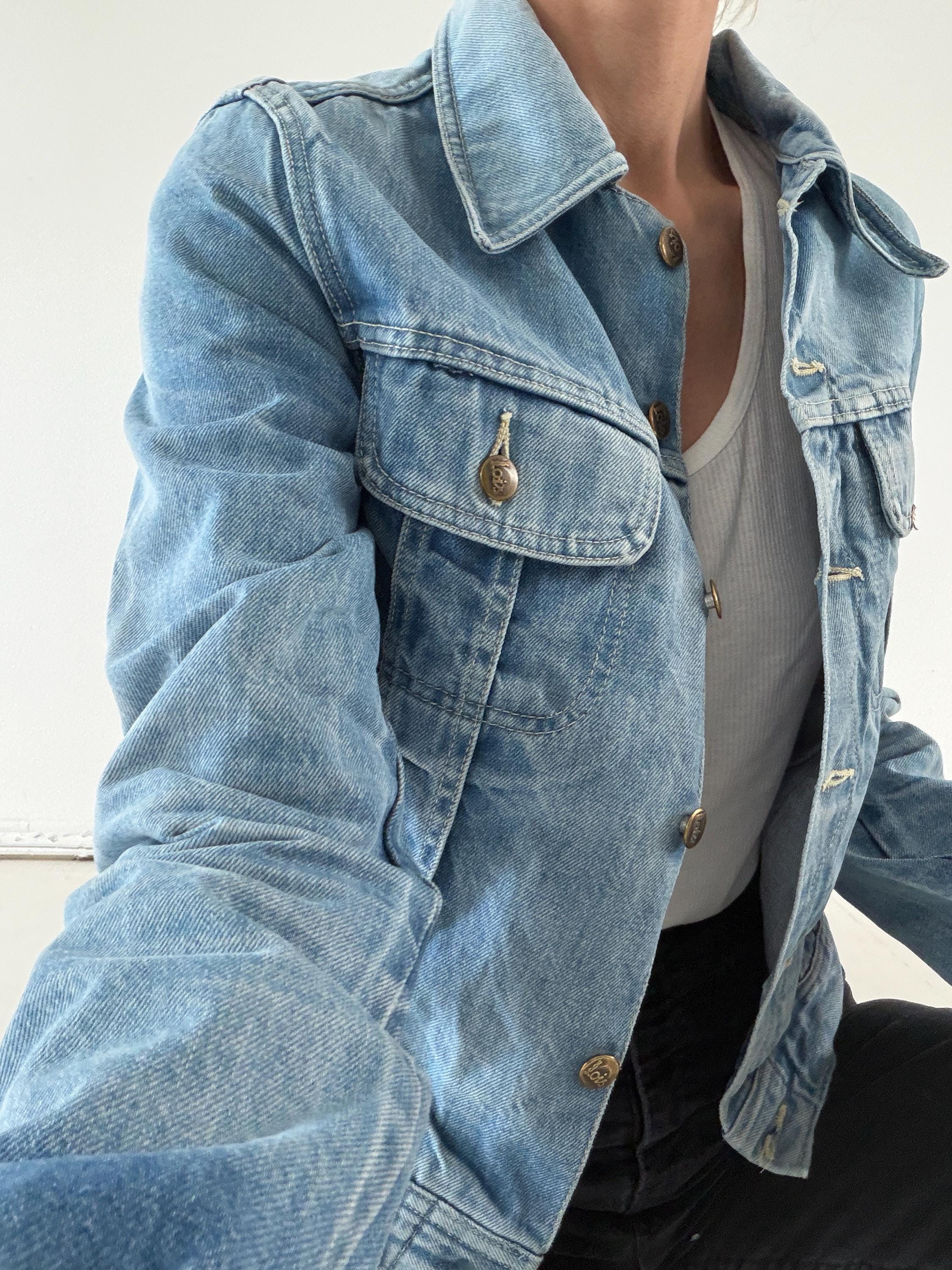 Lois Jeansjacke 70s Vintage Faded Mid to Light Blue Trucker Jacket S Made in Spain