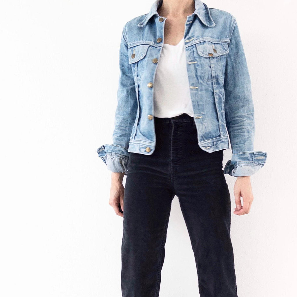 Lois Jeansjacke 70s Vintage Faded Mid to Light Blue Trucker Jacket S Made in Spain
