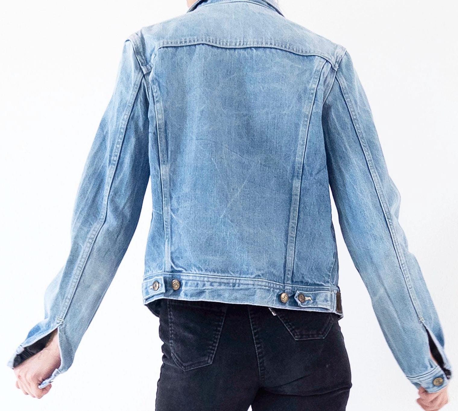Lois Jeansjacke 70s Vintage Faded Mid to Light Blue Trucker Jacket S Made in Spain