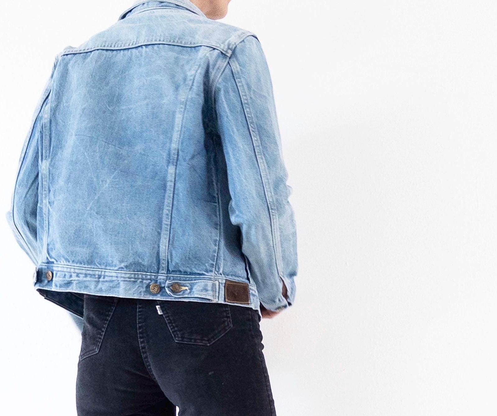Lois Jeansjacke 70s Vintage Faded Mid to Light Blue Trucker Jacket S Made in Spain