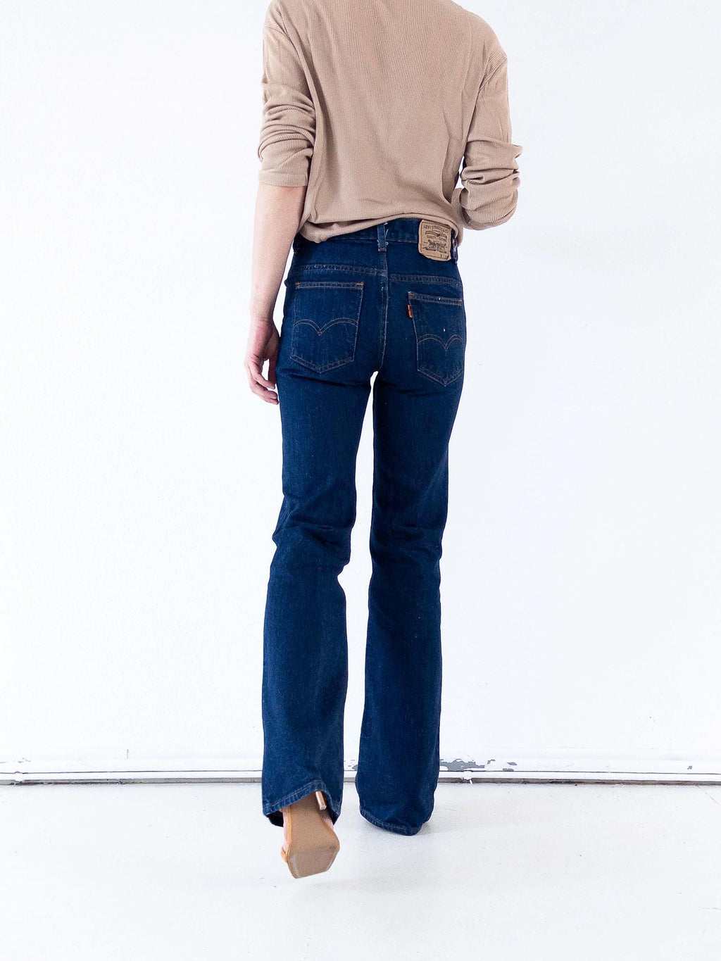 Levis 617 Jeans W26 70s Vintage Flared Darkblue Denim Orange Tab Made in Belgium 1978