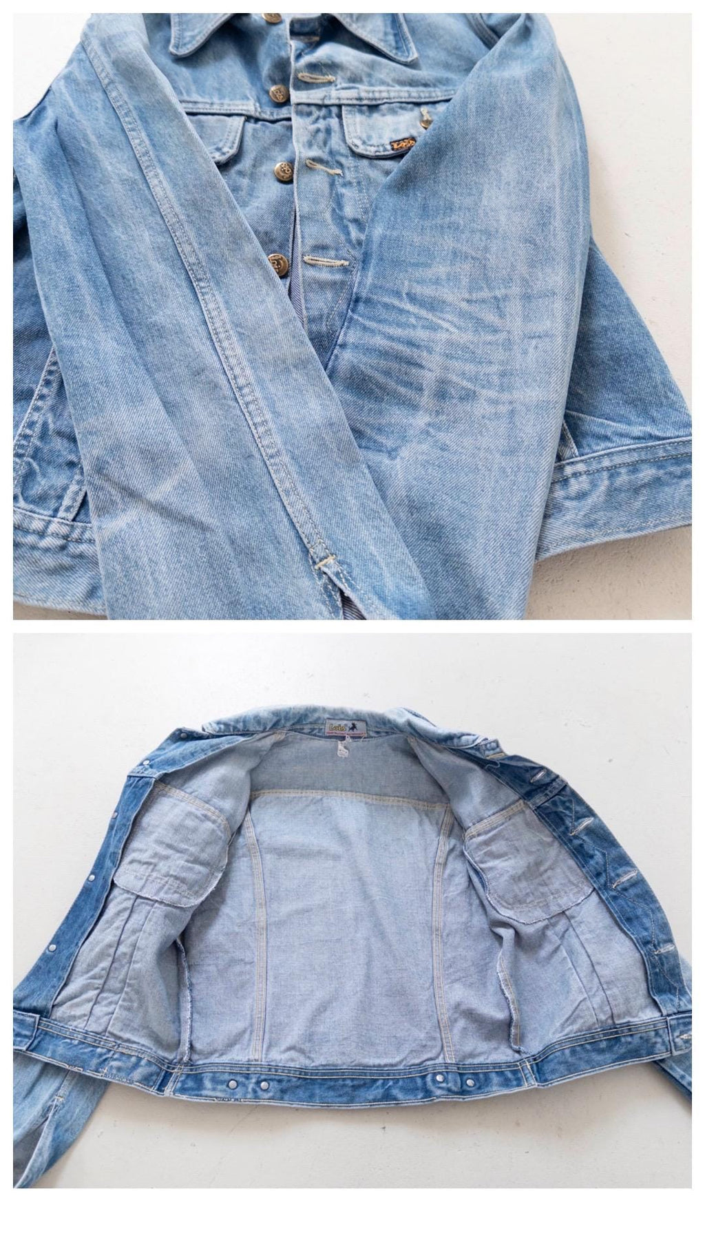 Lois Jeansjacke 70s Vintage Faded Mid to Light Blue Trucker Jacket S Made in Spain