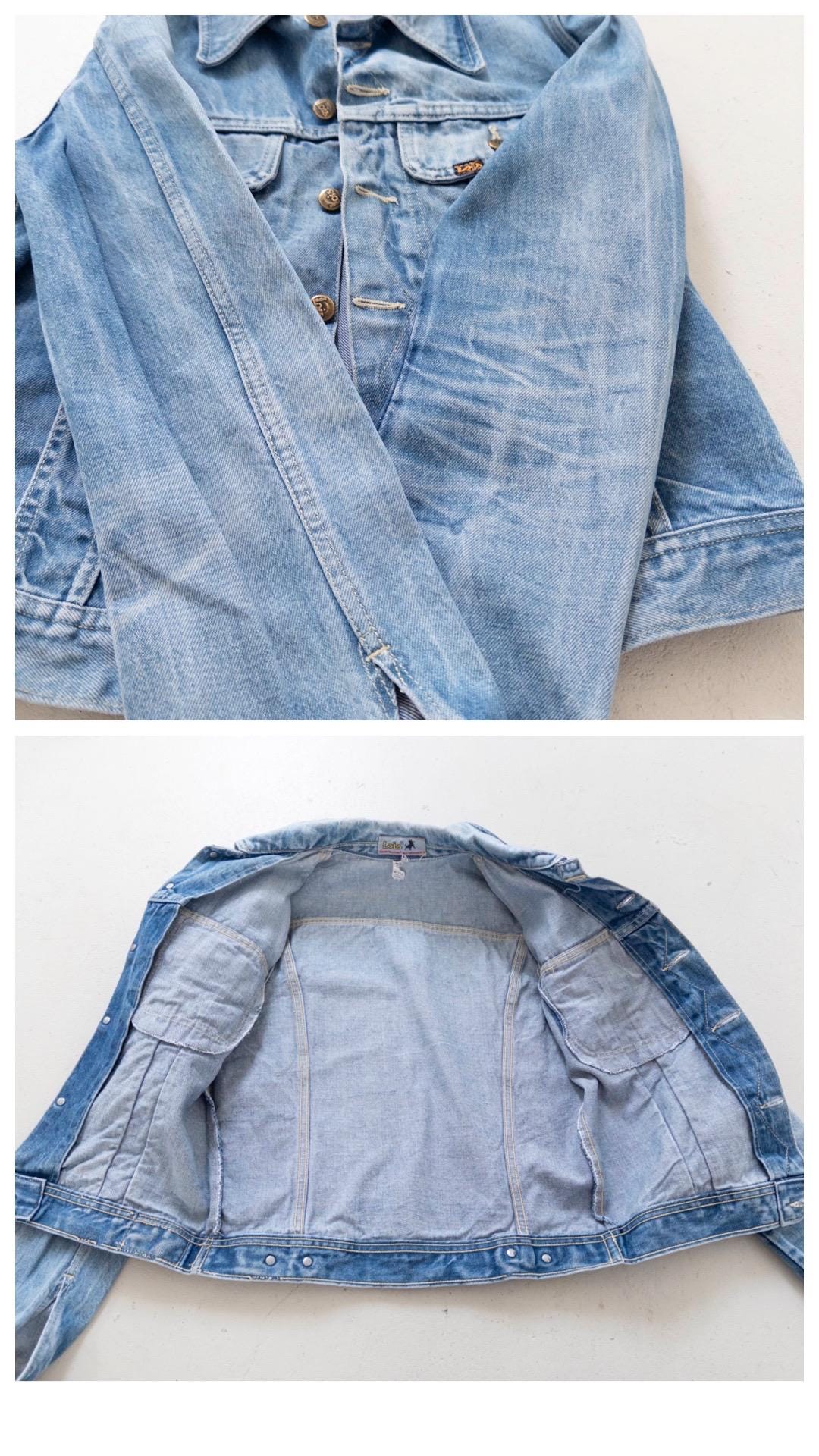Lois Jeansjacke 70s Vintage Faded Mid to Light Blue Trucker Jacket S Made in Spain