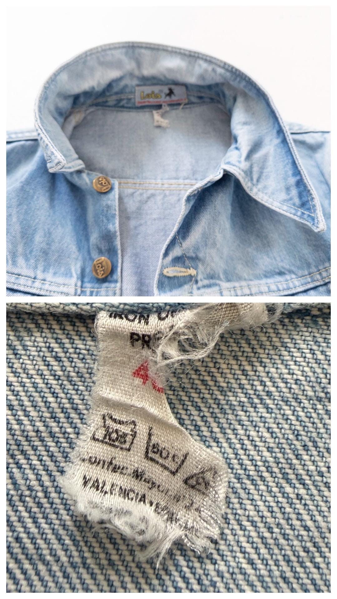 Lois Jeansjacke 70s Vintage Faded Mid to Light Blue Trucker Jacket S Made in Spain