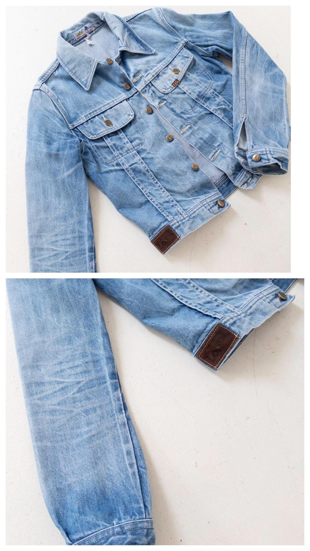 Lois Jeansjacke 70s Vintage Faded Mid to Light Blue Trucker Jacket S Made in Spain