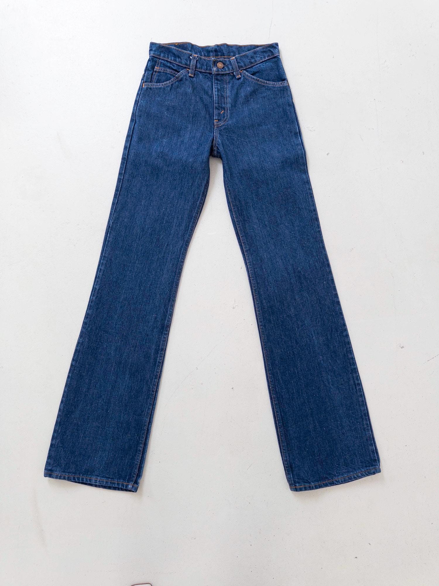 Levis 617 Jeans W26 70s Vintage Flared Darkblue Denim Orange Tab Made in Belgium 1978