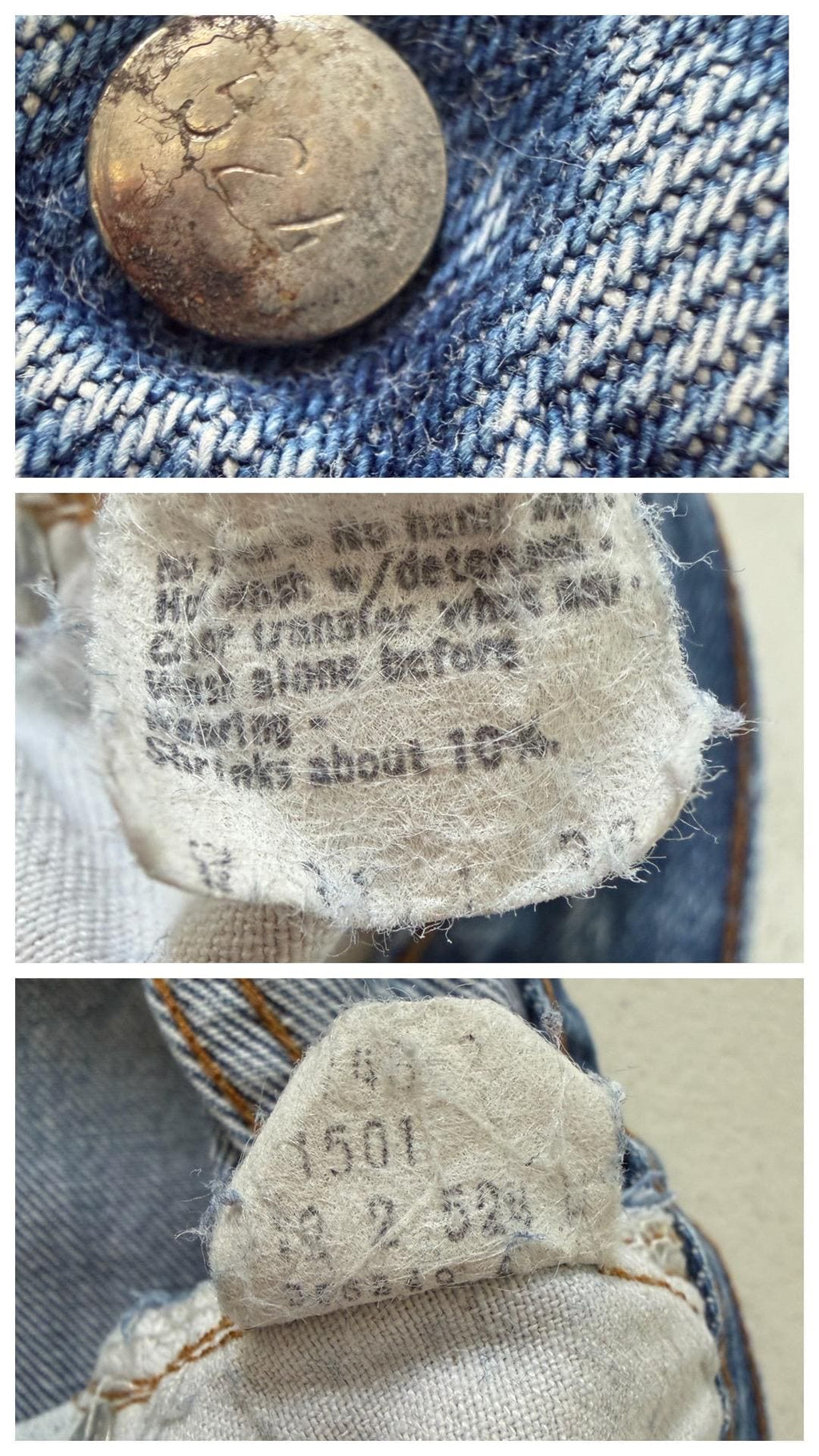 Levis 501 Selvedge Redline Jeans W28-29 L36 80s Vintage Made in USA Distressed Faded Mid Blue Denim 1982