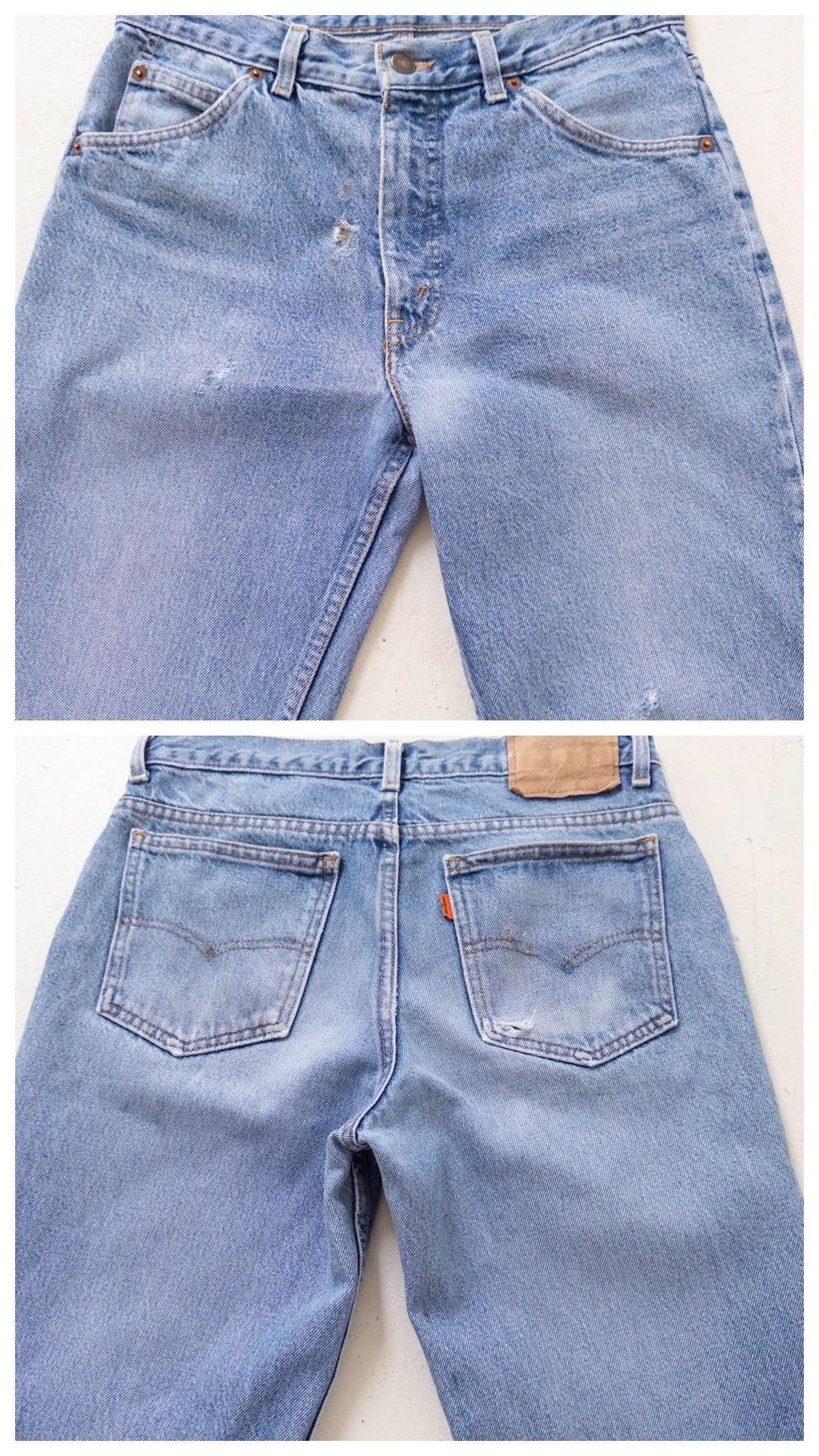 Vintage Levis Orange Tab Dad Jeans W29 W30 - 80s Made in Belgium Distressed Light Blue