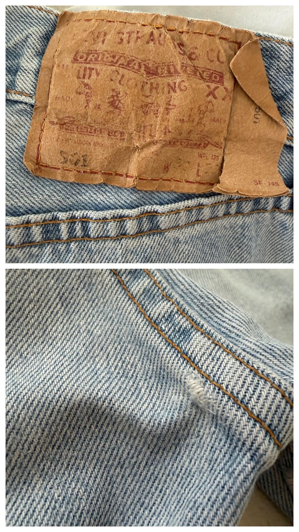 Levis 501 Jeans W28-29 L33 90s Vintage Made in USA Light Blue 501 Denim 1997