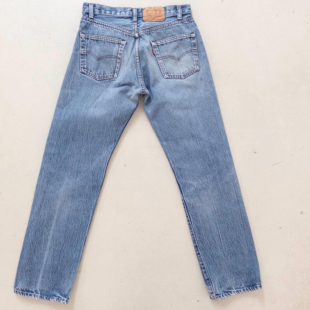 Levis 501 Jeans W27 L29 80s Vintage Made in USA Distressed Faded Mid Blue Denim 1983