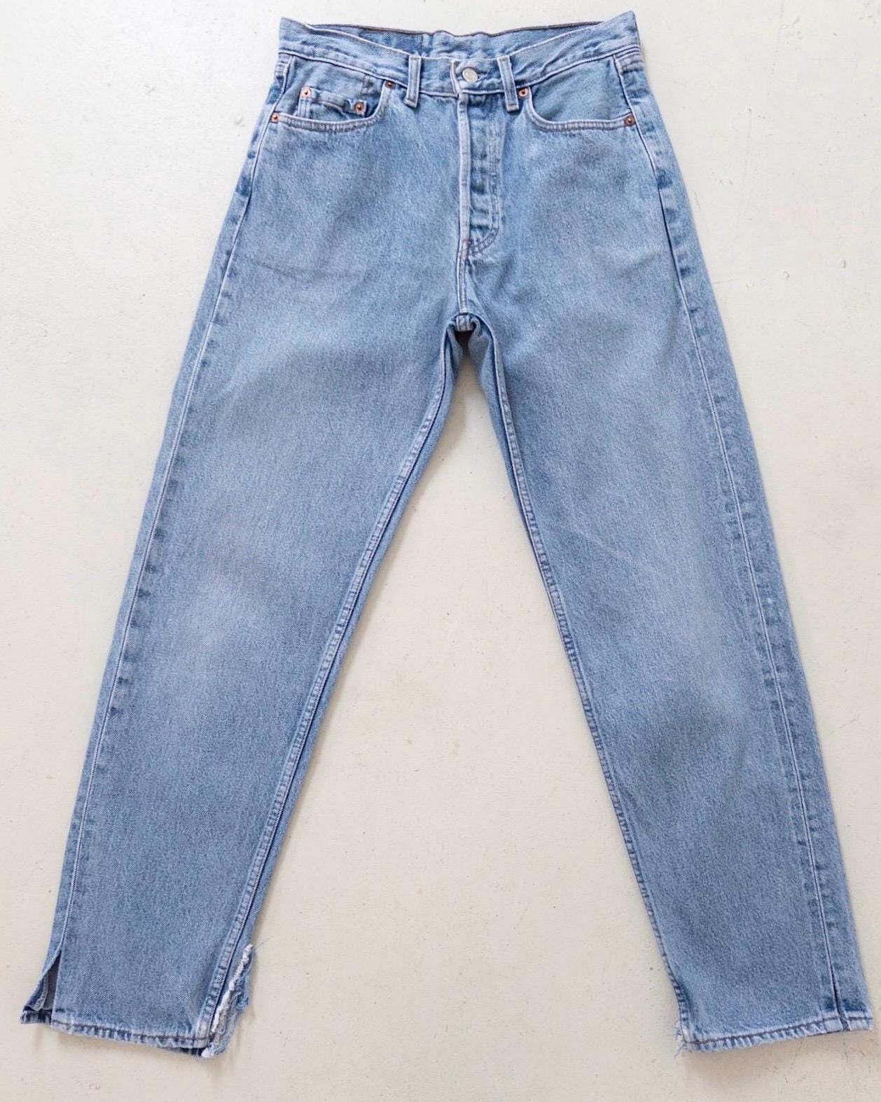 Levis 510 Jeans W29 W30 80s Vintage Light Blue Wash Button Fly Denim Made in UK