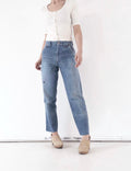 80s Vintage Levis Jeans W27 L30 White Tab Faded Mid Blue Denim Mom Fit Made in Belgium 1980