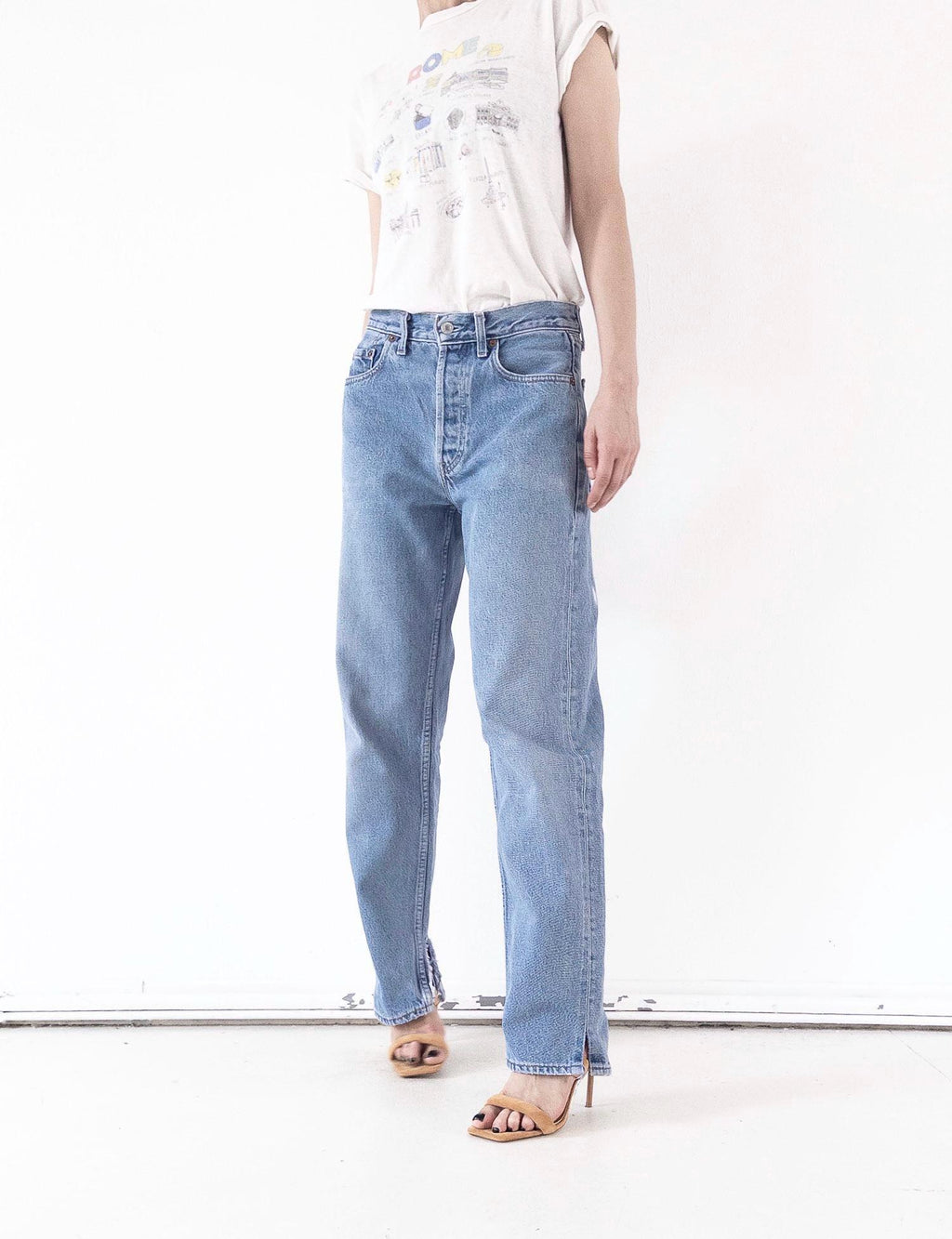 Levis 510 Jeans W29 W30 80s Vintage Light Blue Wash Button Fly Denim Made in UK