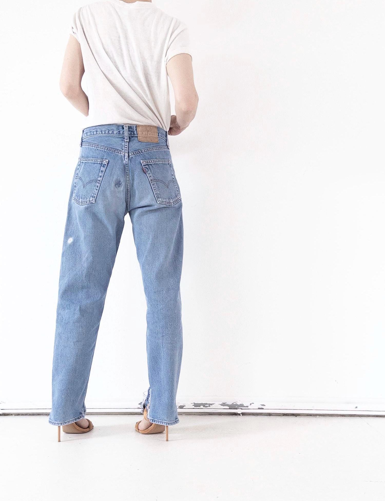 Levis 510 Jeans W29 W30 80s Vintage Light Blue Wash Button Fly Denim Made in UK