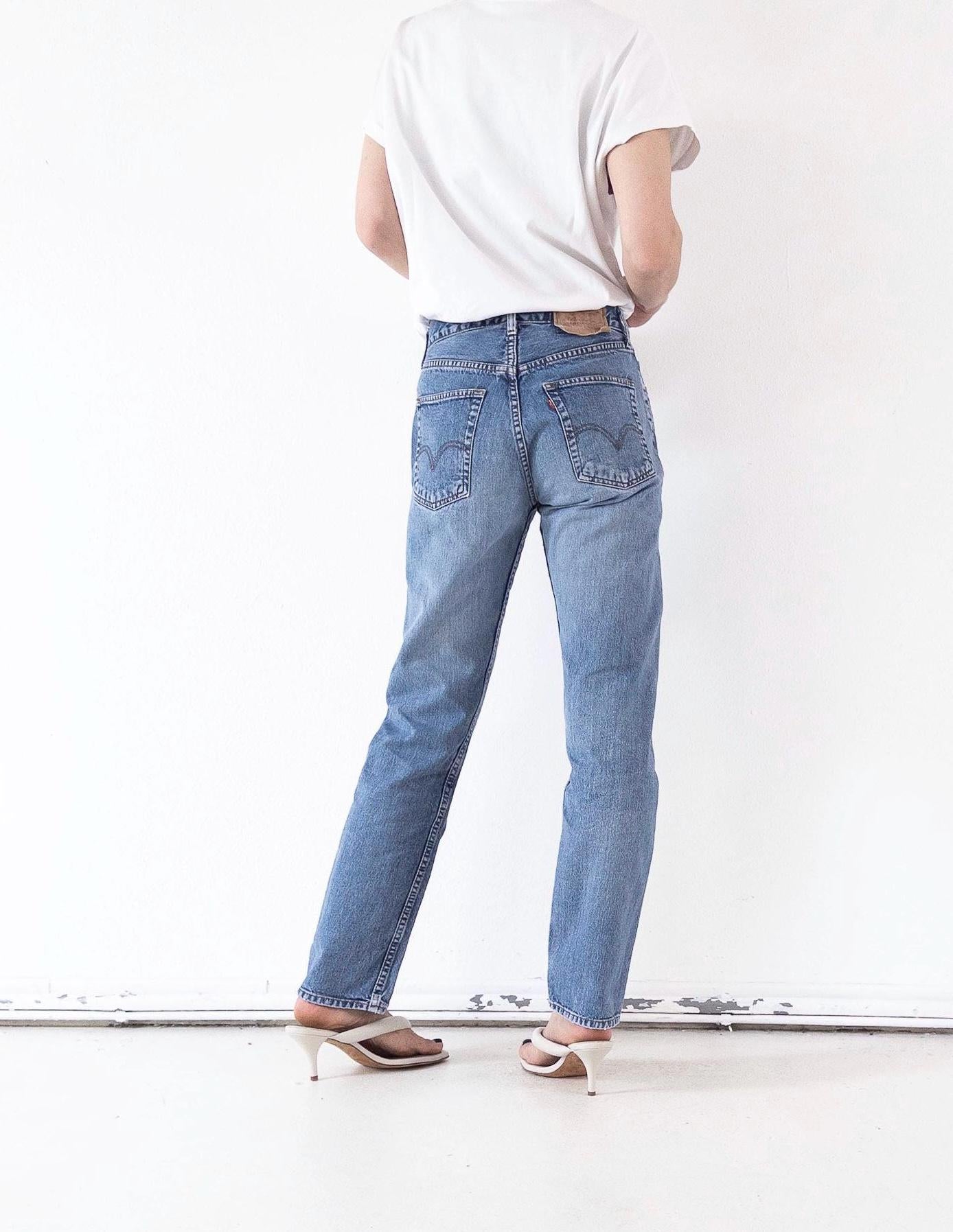 Levis 517 Jeans W26 90s Vintage Mid Blue Button Fly Distressed Denim 1994