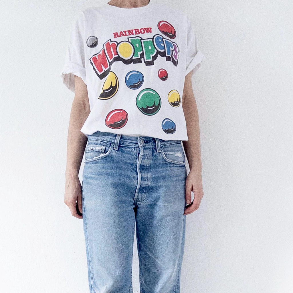 Gr. L T-Shirt Rainbow Whoppers Candy Graphic Single Stitch 90s Vintage Spoof Tee