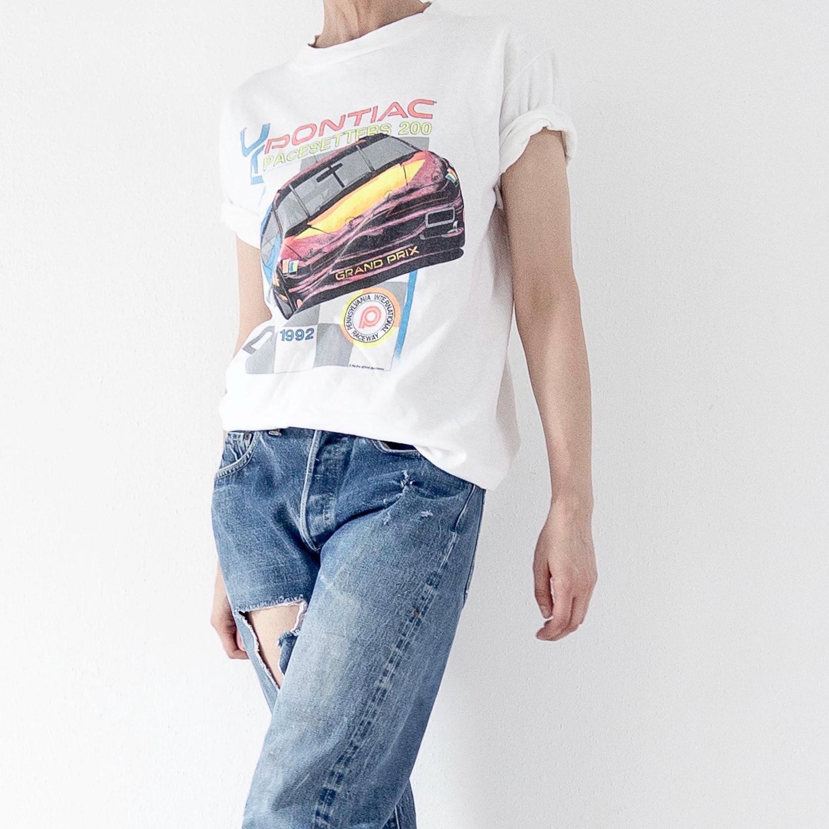Gr. M - L Oneita Power-T Nascar Pontiac Pacesetters 200 Single Stitch T-Shirt 90s Vintage Made in USA