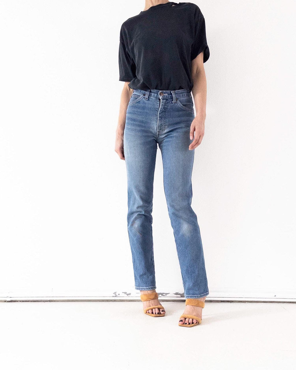 Levis Jeans W26 L34 Faded Mid Blue Skinny Stretch Denim Blue Tab 80s Vintage Made in Belgium