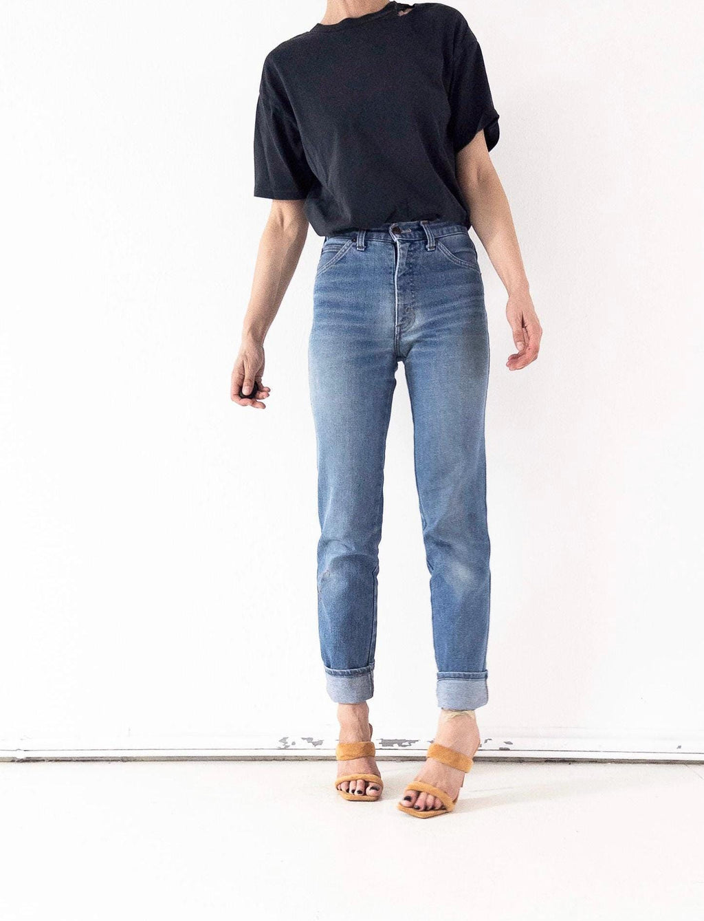 Levis Jeans W26 L34 Faded Mid Blue Skinny Stretch Denim Blue Tab 80s Vintage Made in Belgium