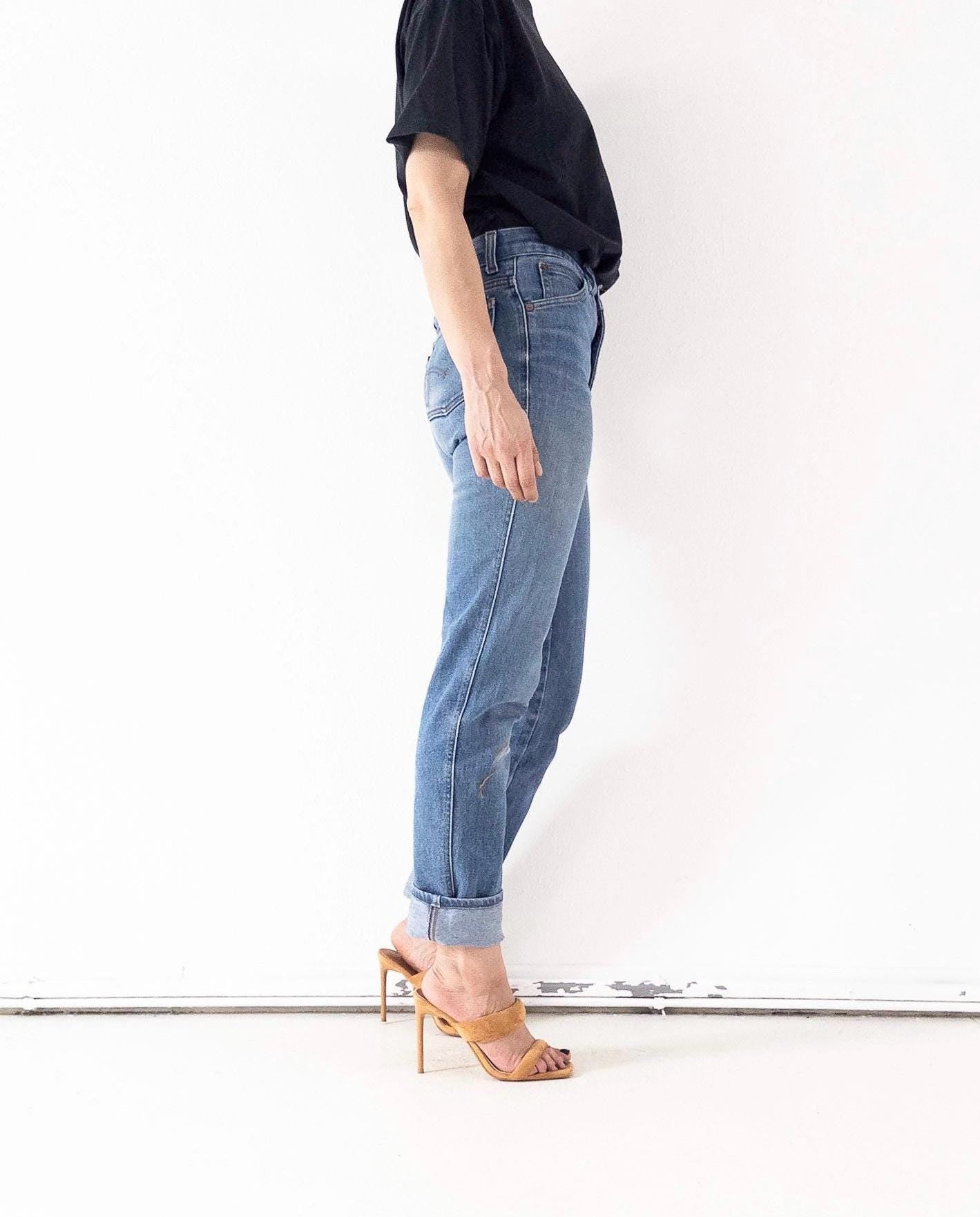 Levis Jeans W26 L34 Faded Mid Blue Skinny Stretch Denim Blue Tab 80s Vintage Made in Belgium