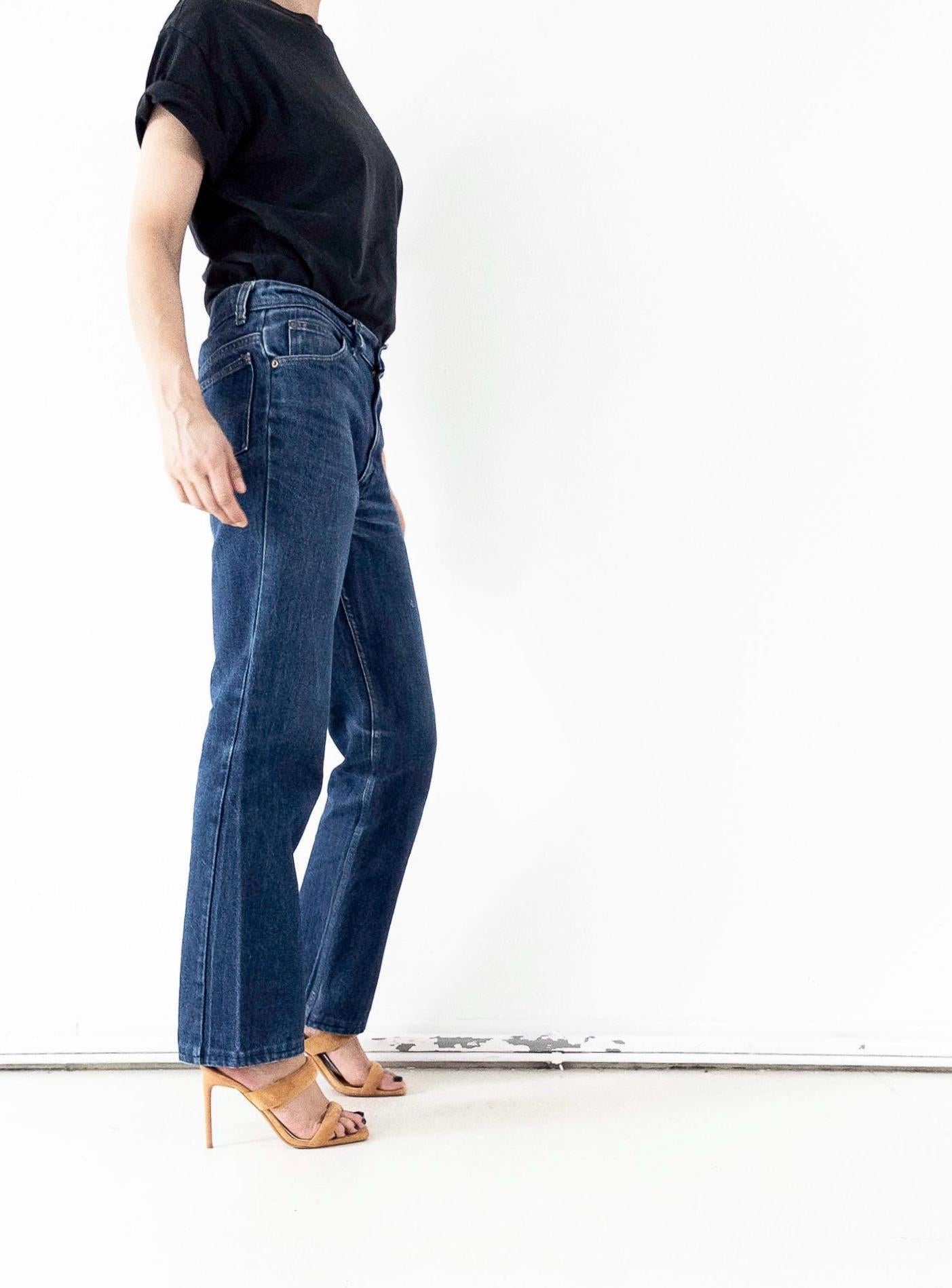 Levis Jeans W27-28 70s 80s Vintage Faded Dark Blue Orange Tab Cigarette Jeans