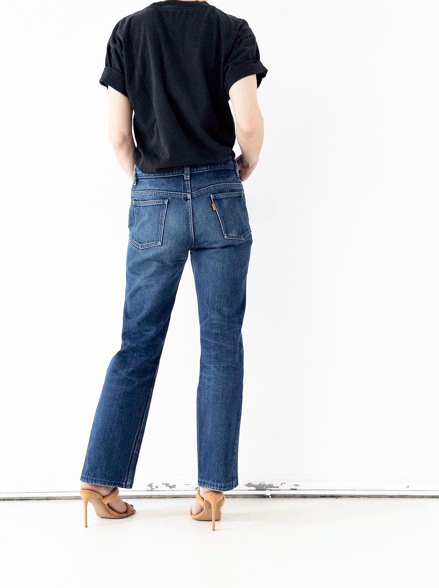 Levis Jeans W27-28 70s 80s Vintage Faded Dark Blue Orange Tab Cigarette Jeans