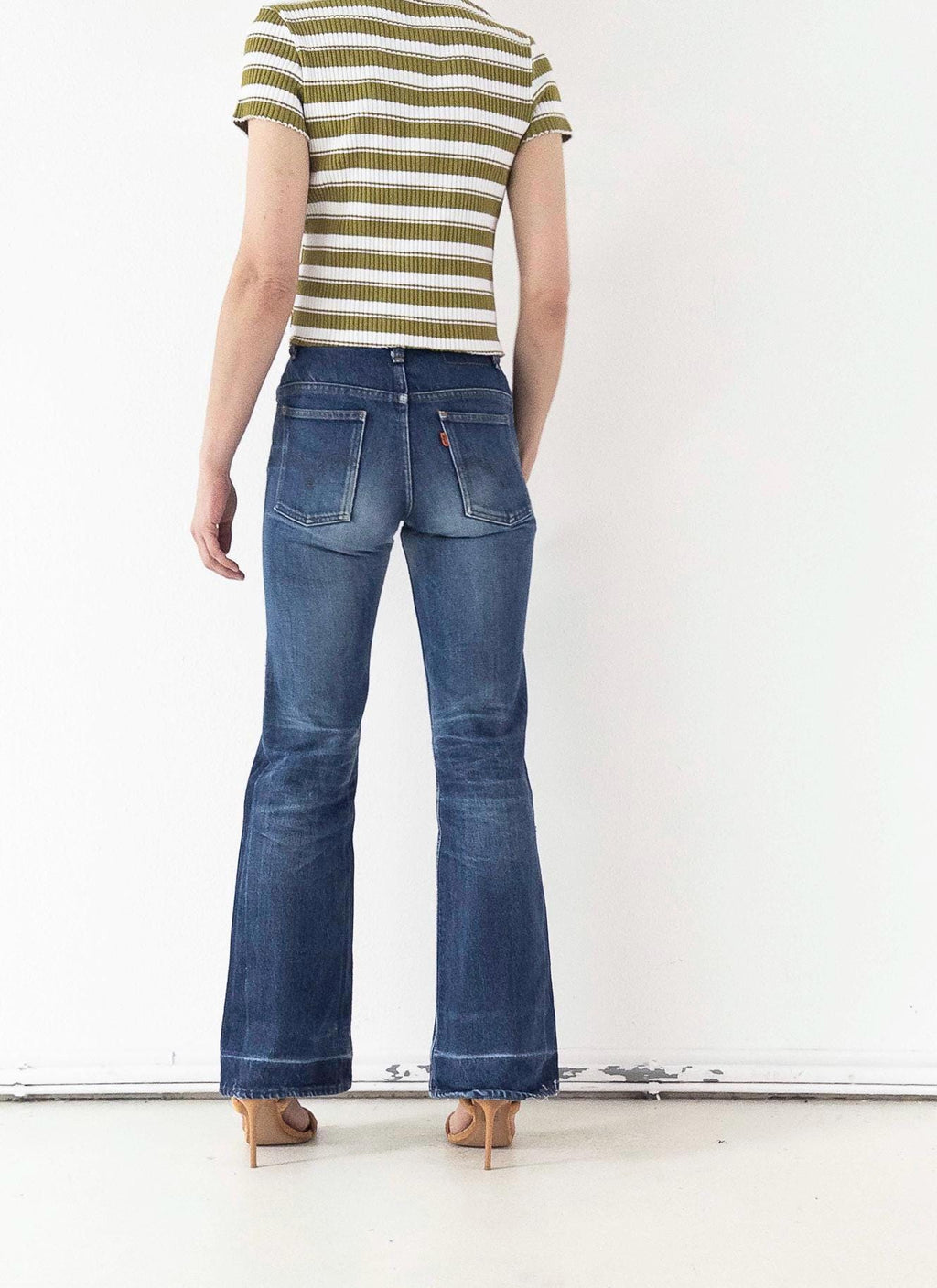 Levis Jeans Vintage 1978 622 Bell Bottoms Orange Tab Extra Wide Flare Denim W25 L35 Faded Dark Wash Distressed