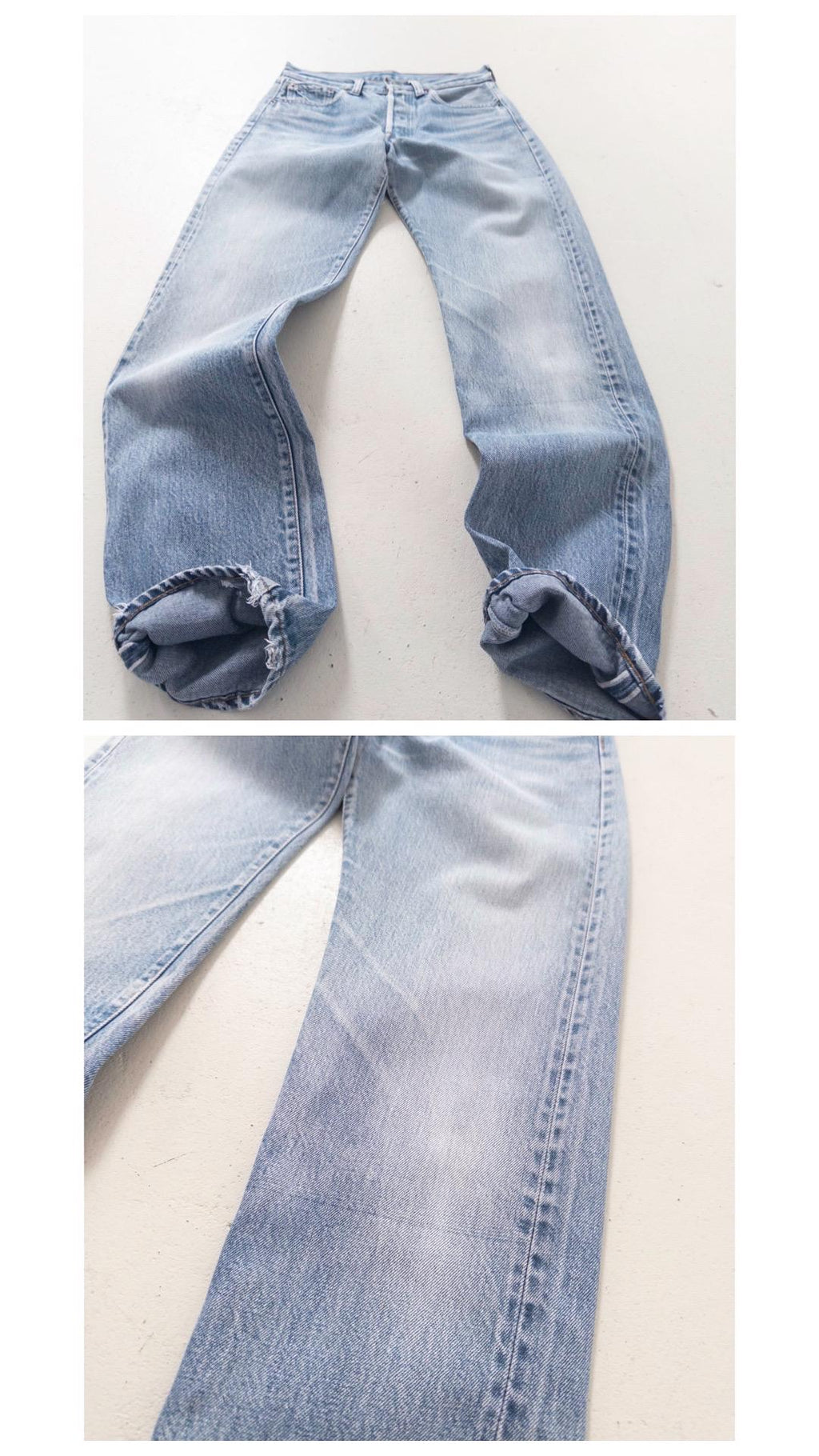 Levis 501 Selvedge Redline Jeans W26 L31 80s Vintage Made in USA Button 555 Faded Mid Blue Denim 1981