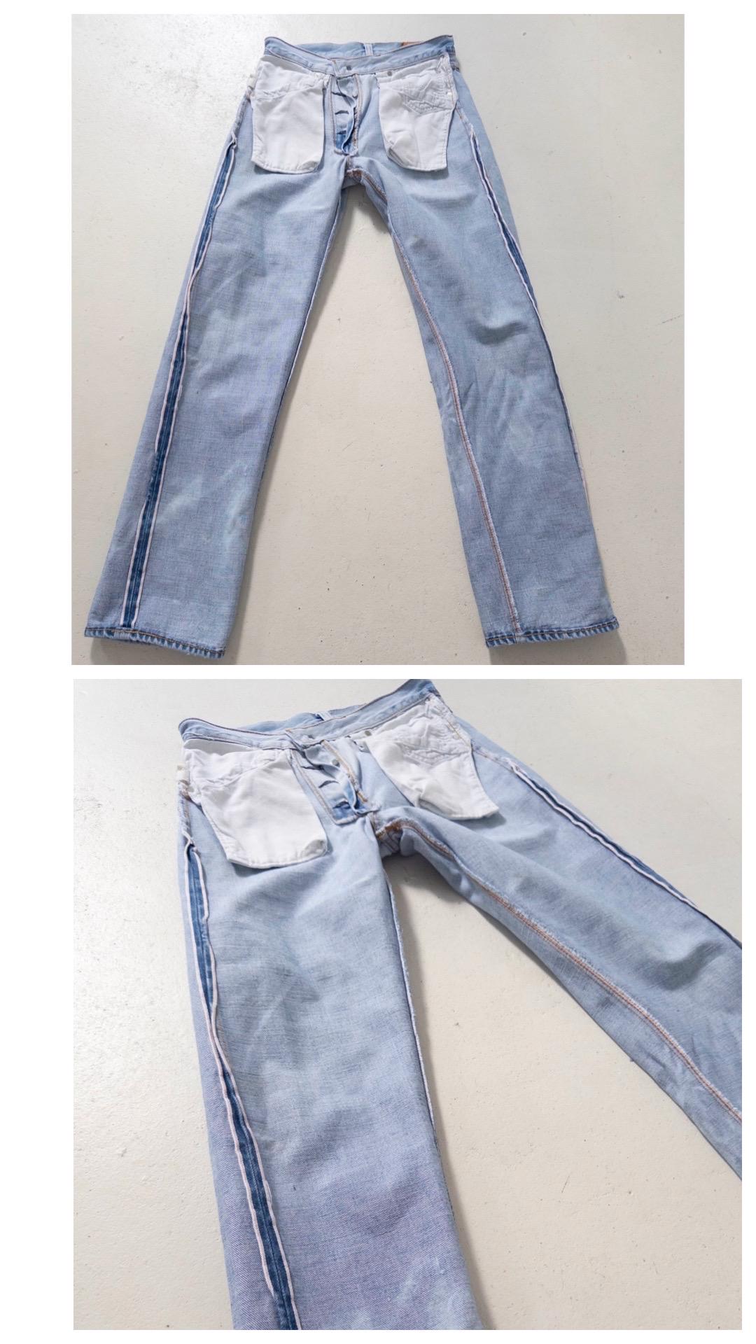 Levis 501 Selvedge Redline Jeans W26 L29 70s Vintage Made in USA Button 6 Light Blue Sun Faded Denim