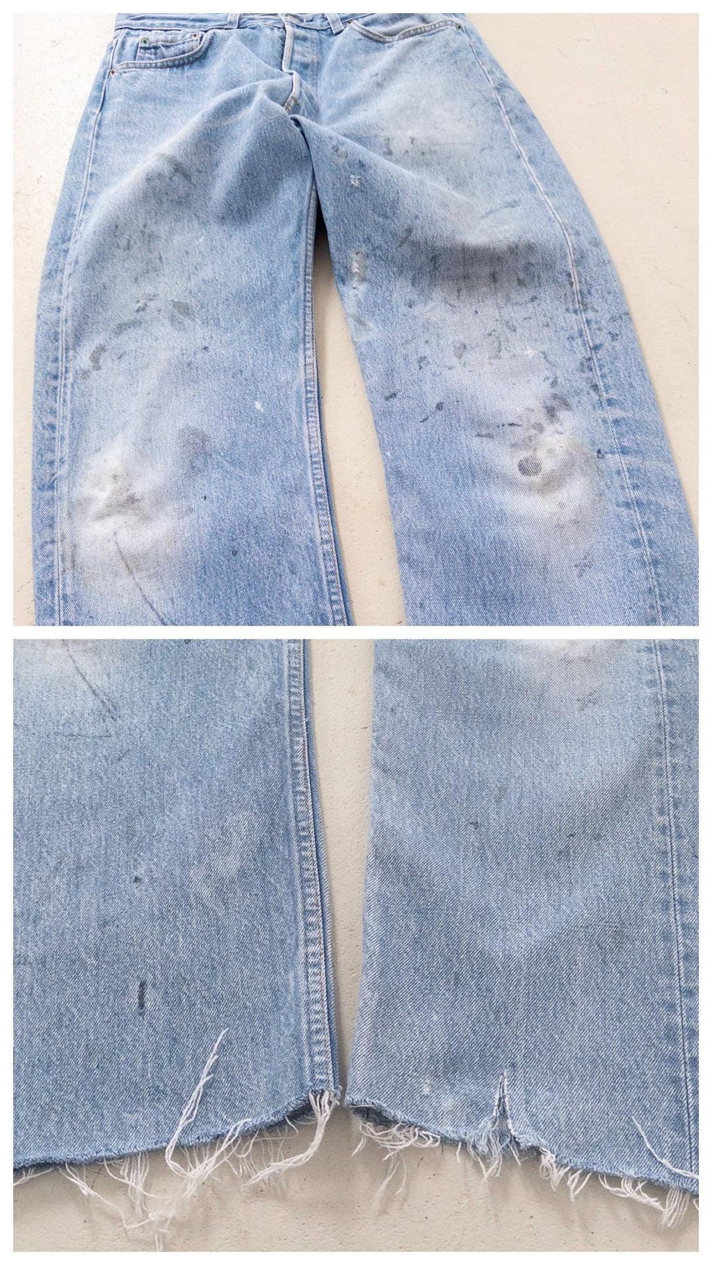 Levis 501 Jeans W31 W32 L32 80s Vintage Made in USA Paint Splattered Light Wash Denim 1986