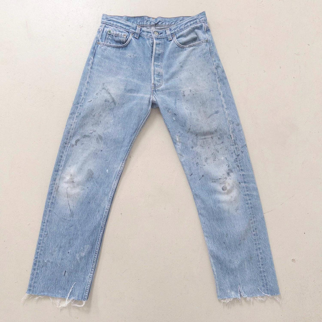 Levis 501 Jeans W31 W32 L32 80s Vintage Made in USA Paint Splattered Light Wash Denim 1986