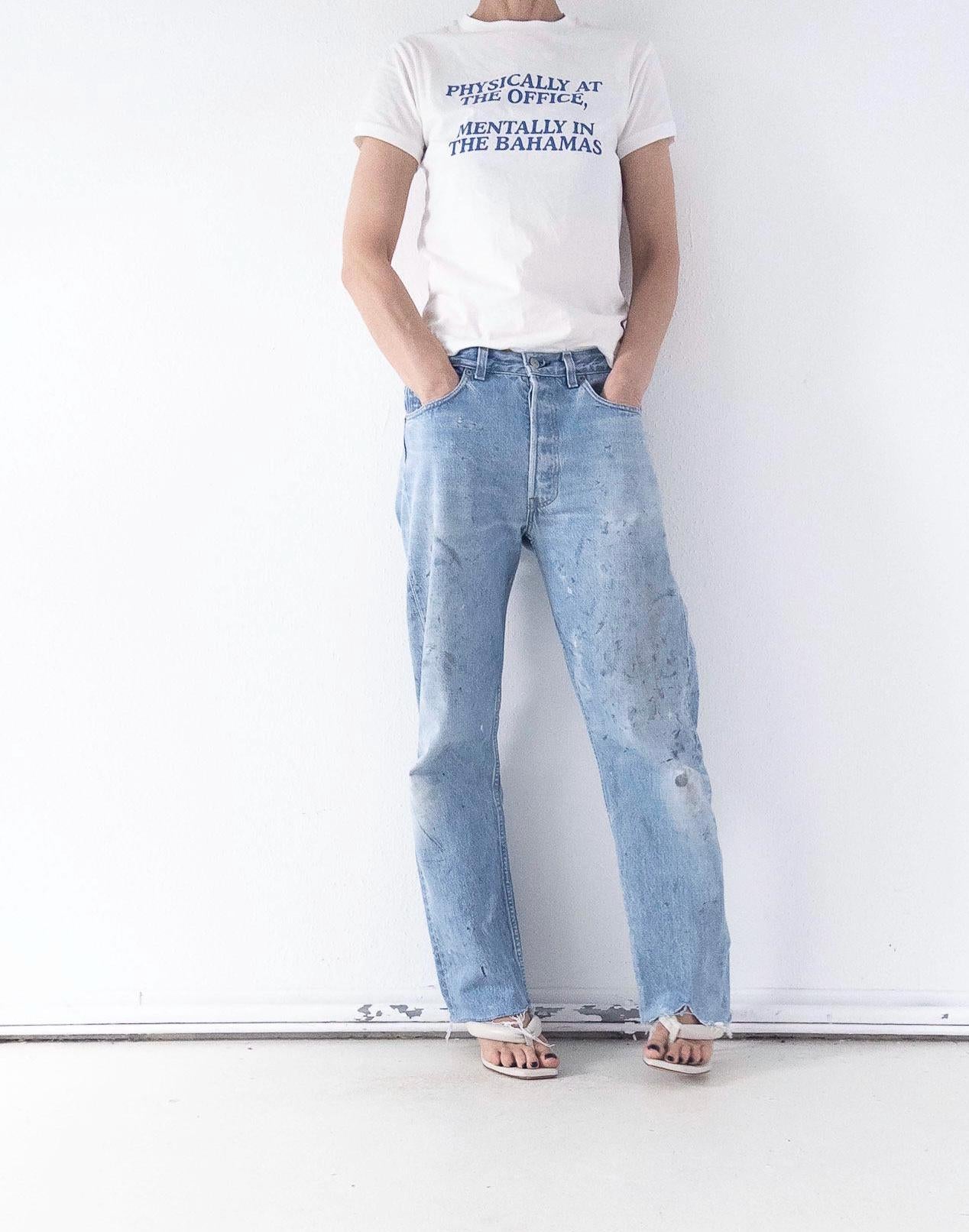 Levis 501 Jeans W31 W32 L32 80s Vintage Made in USA Paint Splattered Light Wash Denim 1986