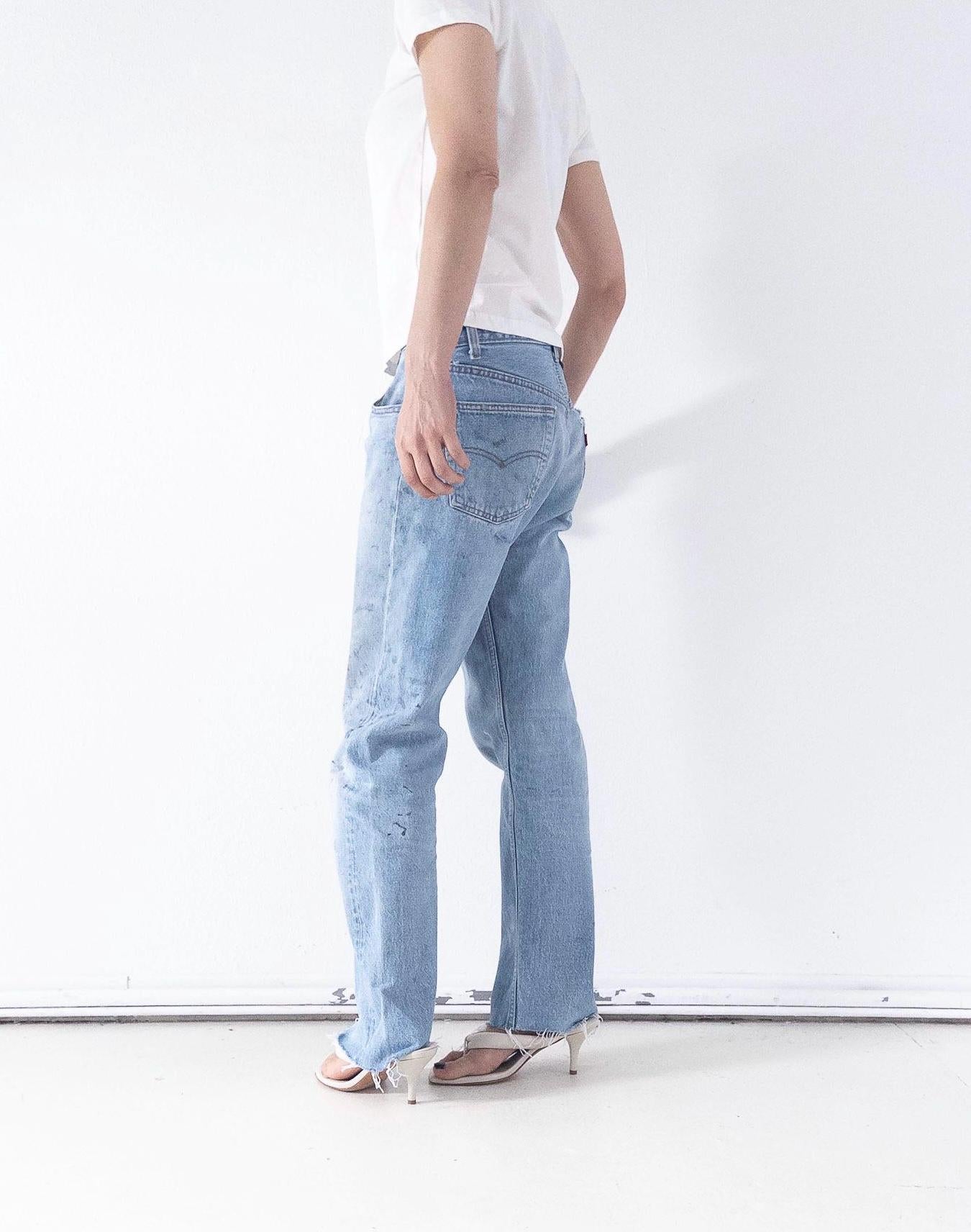Levis 501 Jeans W31 W32 L32 80s Vintage Made in USA Paint Splattered Light Wash Denim 1986