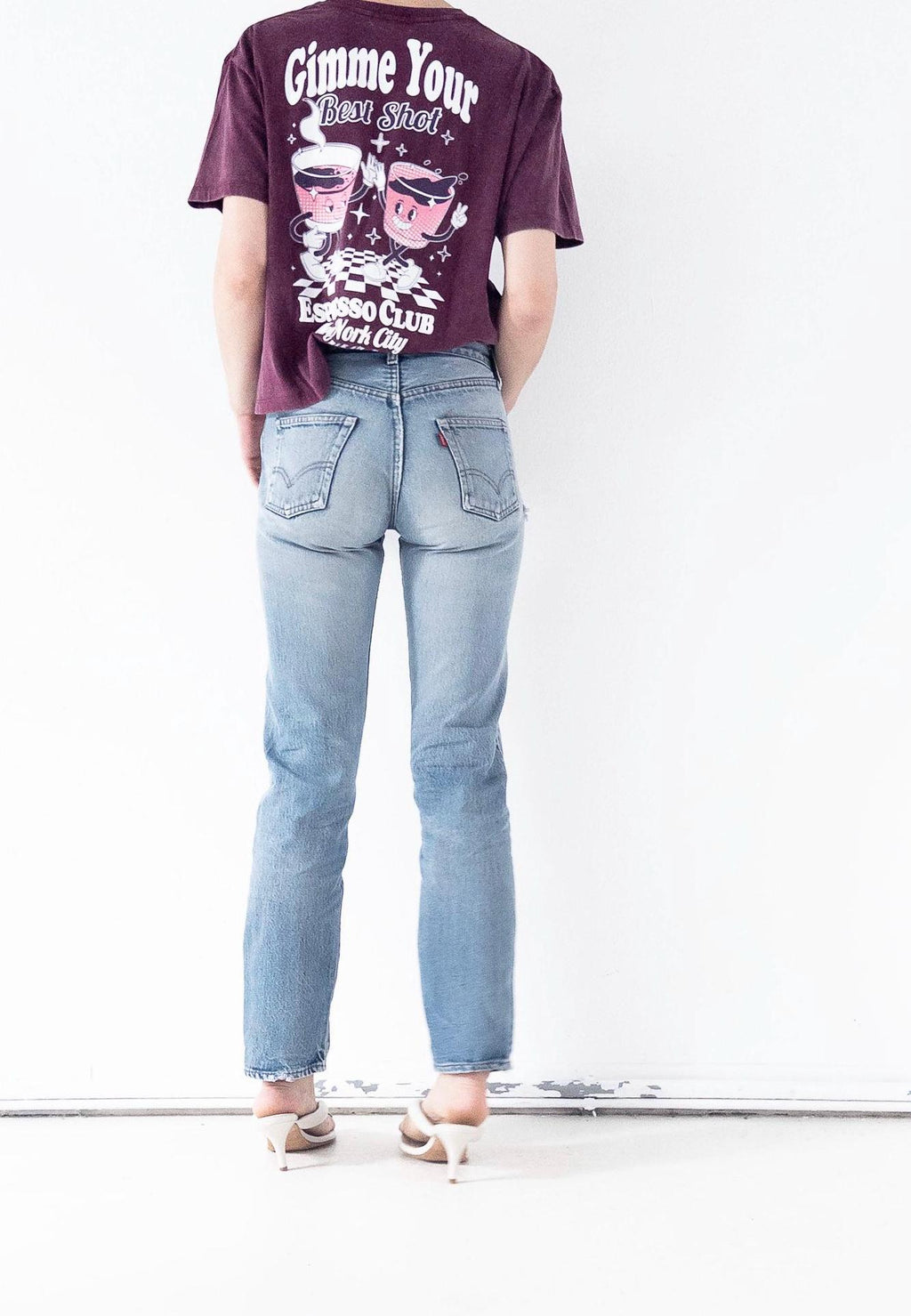 Levis 501 Selvedge Redline Jeans W26 L31 80s Vintage Made in USA Button 555 Faded Mid Blue Denim 1981