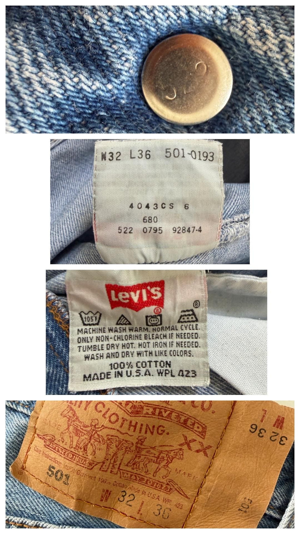Levis 501 Jeans W30/31 L36 1995 Mid Blue Boyfriend Denim Made in USA 90s Vintage