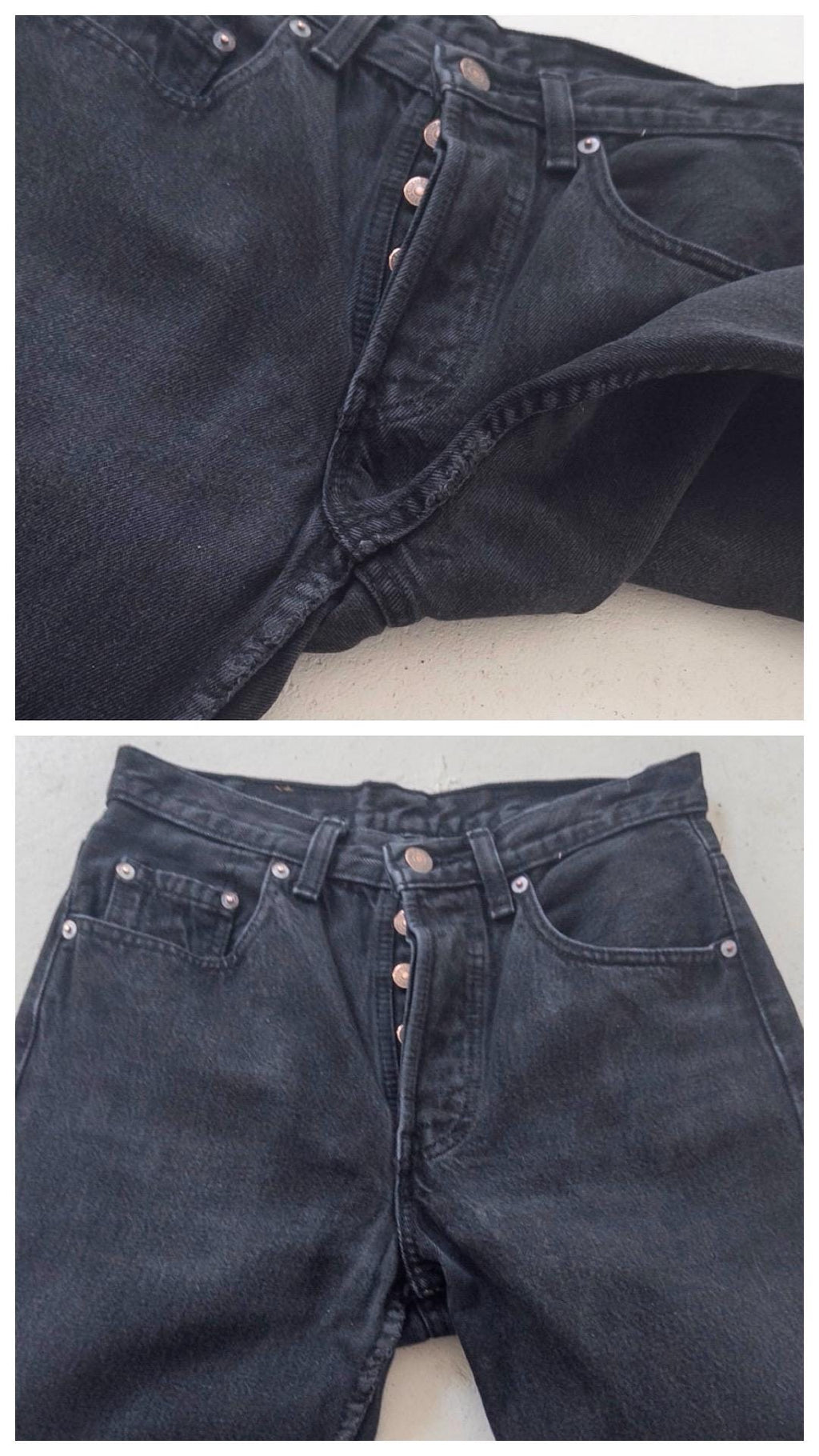 Levis 501 Jeans W27 L33 90s Vintage Black Faded Denim 1996