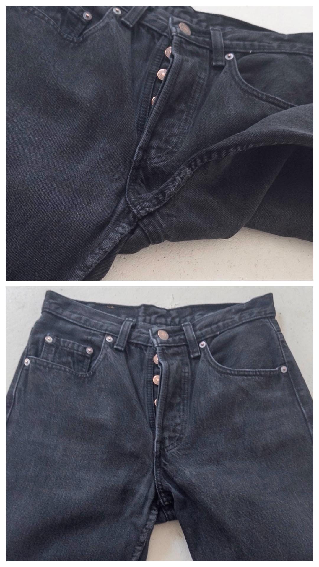 Levis 501 Jeans W27 L33 90s Vintage Black Faded Denim 1996