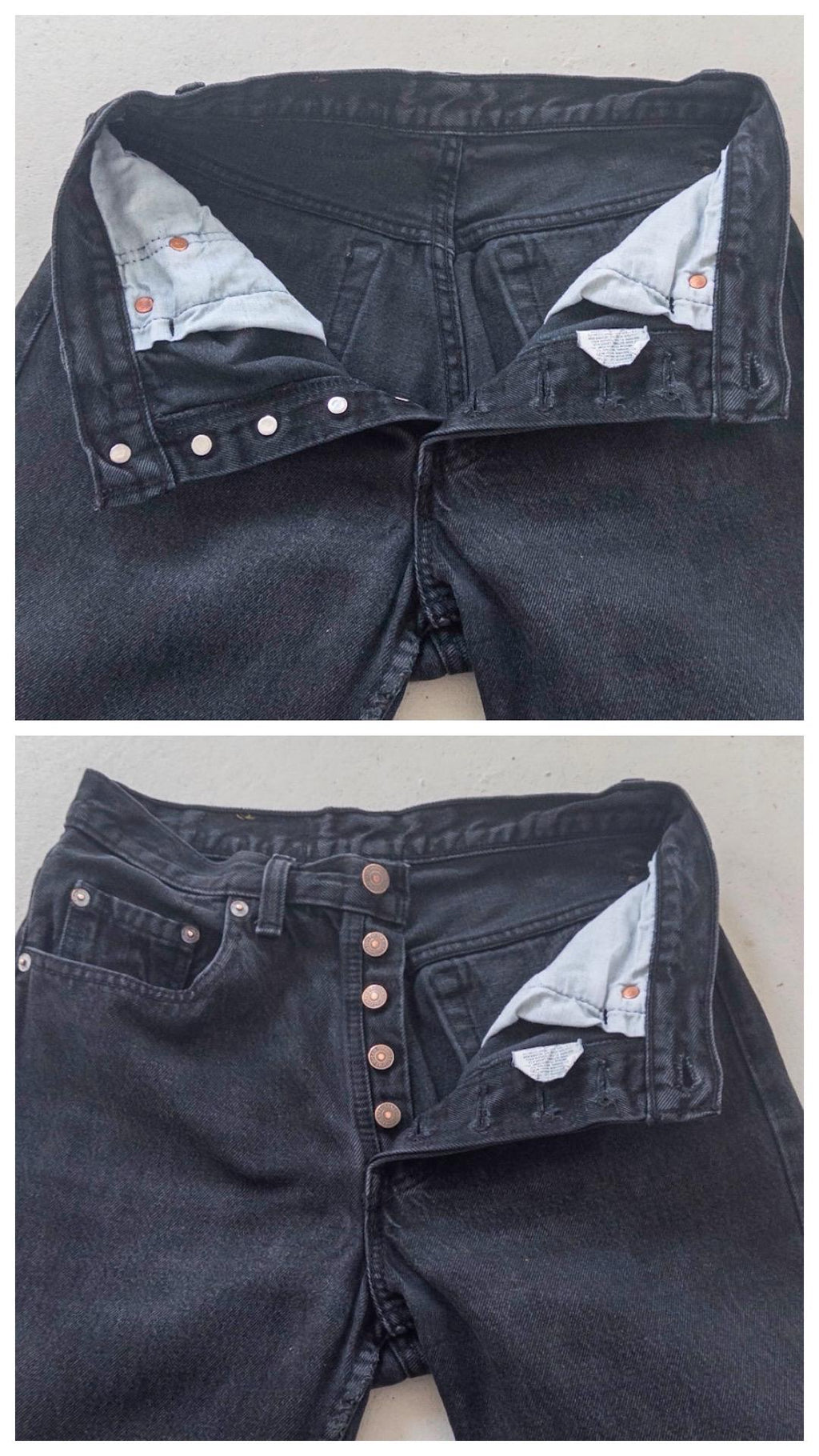 Levis 501 Jeans W27 L33 90s Vintage Black Faded Denim 1996