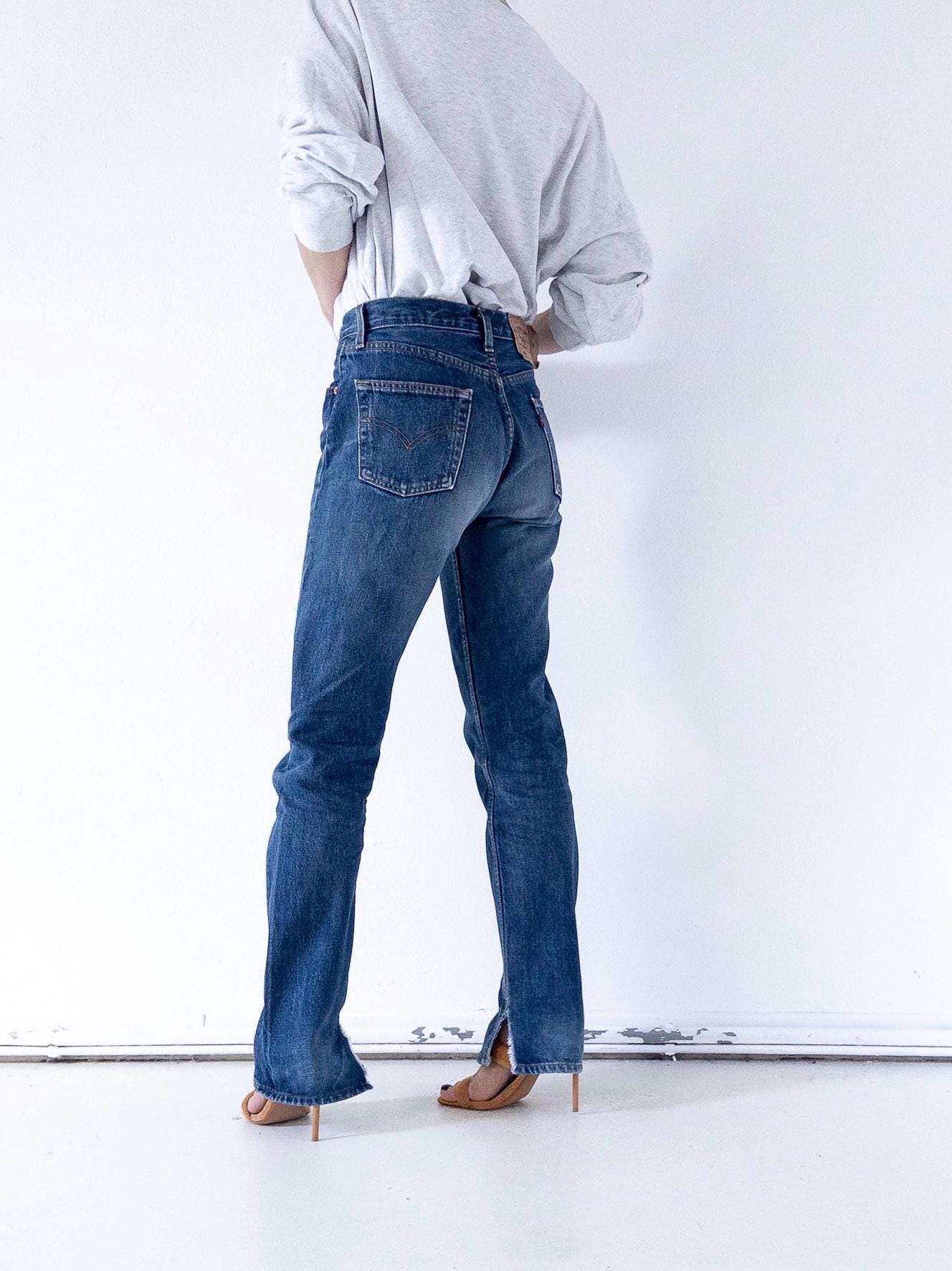 Levis 501 Jeans W28 Dark Blue Faded 90s Vintage Denim Made in Poland