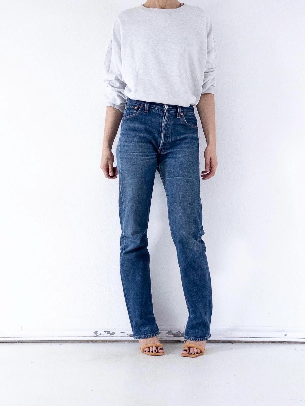 Levis 501 Jeans W28 Dark Blue Faded 90s Vintage Denim Made in Poland