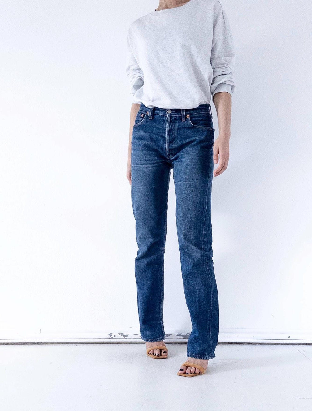 Levis 501 Jeans W28 Dark Blue Faded 90s Vintage Denim Made in Poland